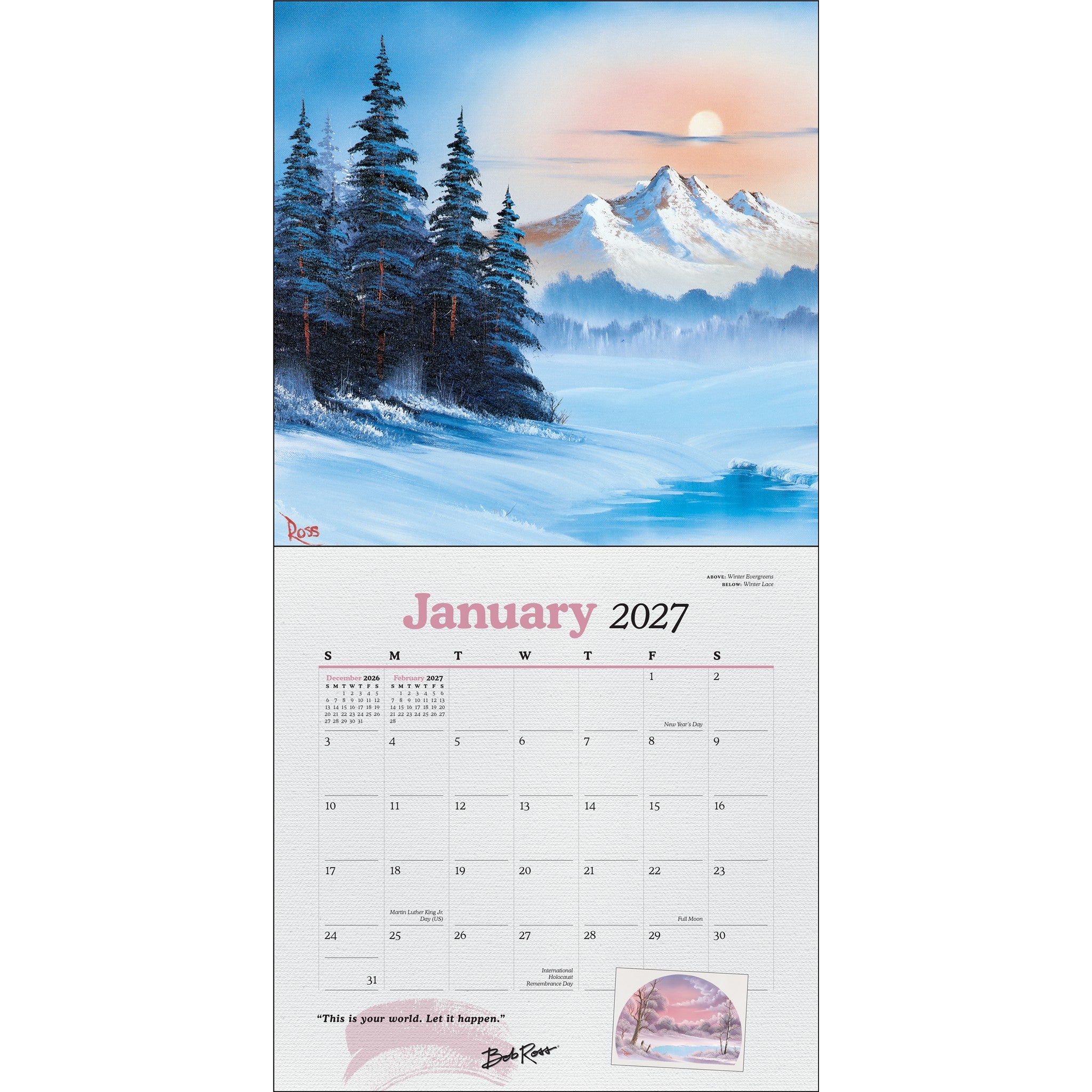 Bob Ross 2027 Wall Calendar