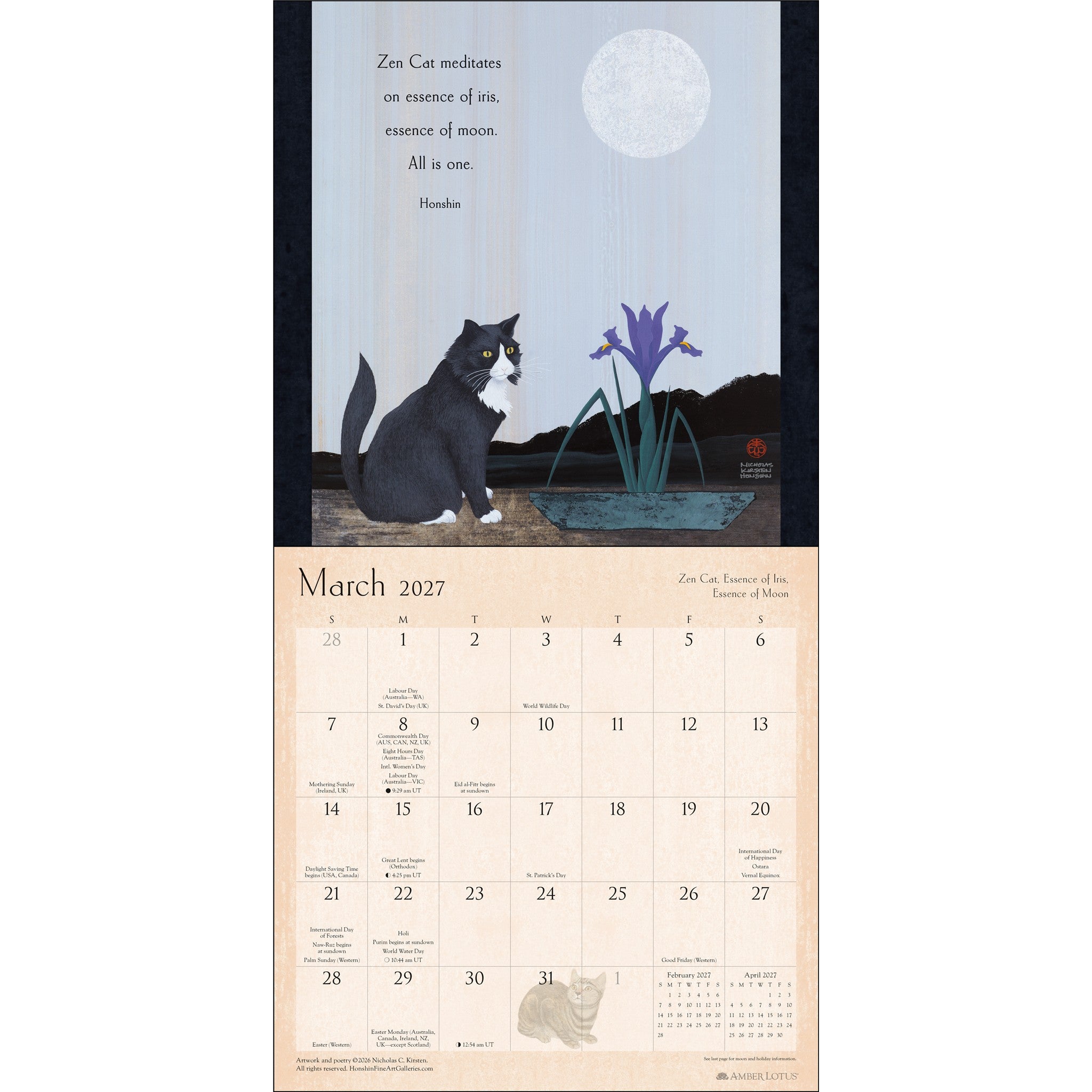 Calendrier mural Zen Cat 2027 - Exclusivement en ligne