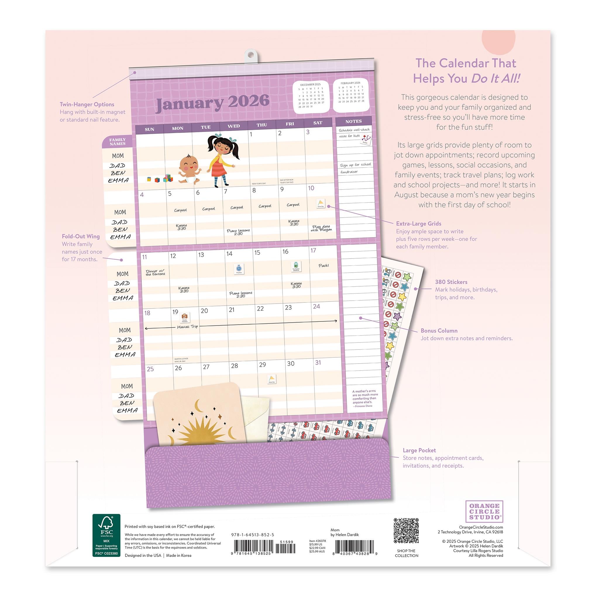 Calendrier mural 2025-2026 « Maman fait tout »