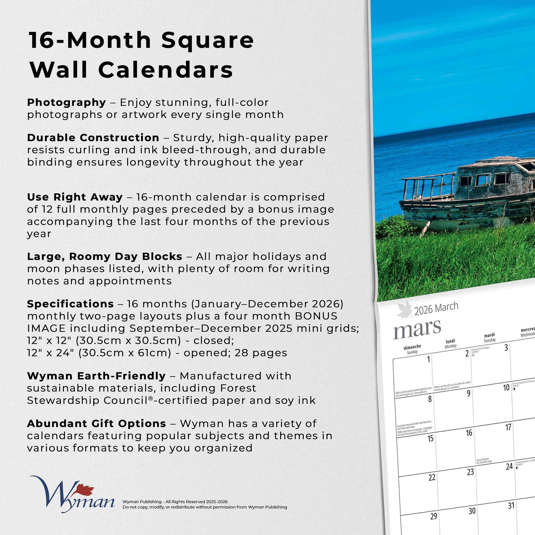 Quebec 2026 Wall Calendar