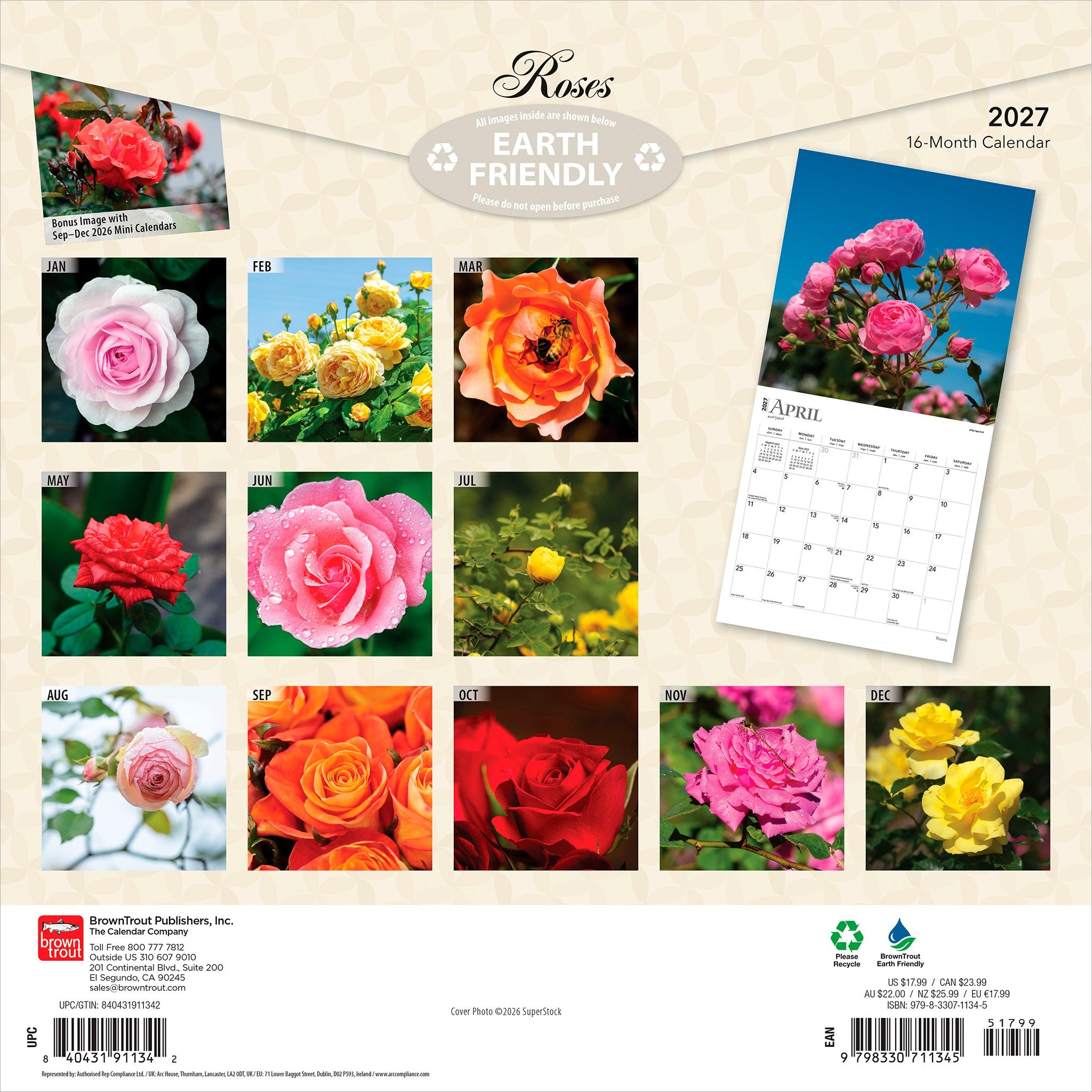 Roses 2027 Wall Calendar - Online Only