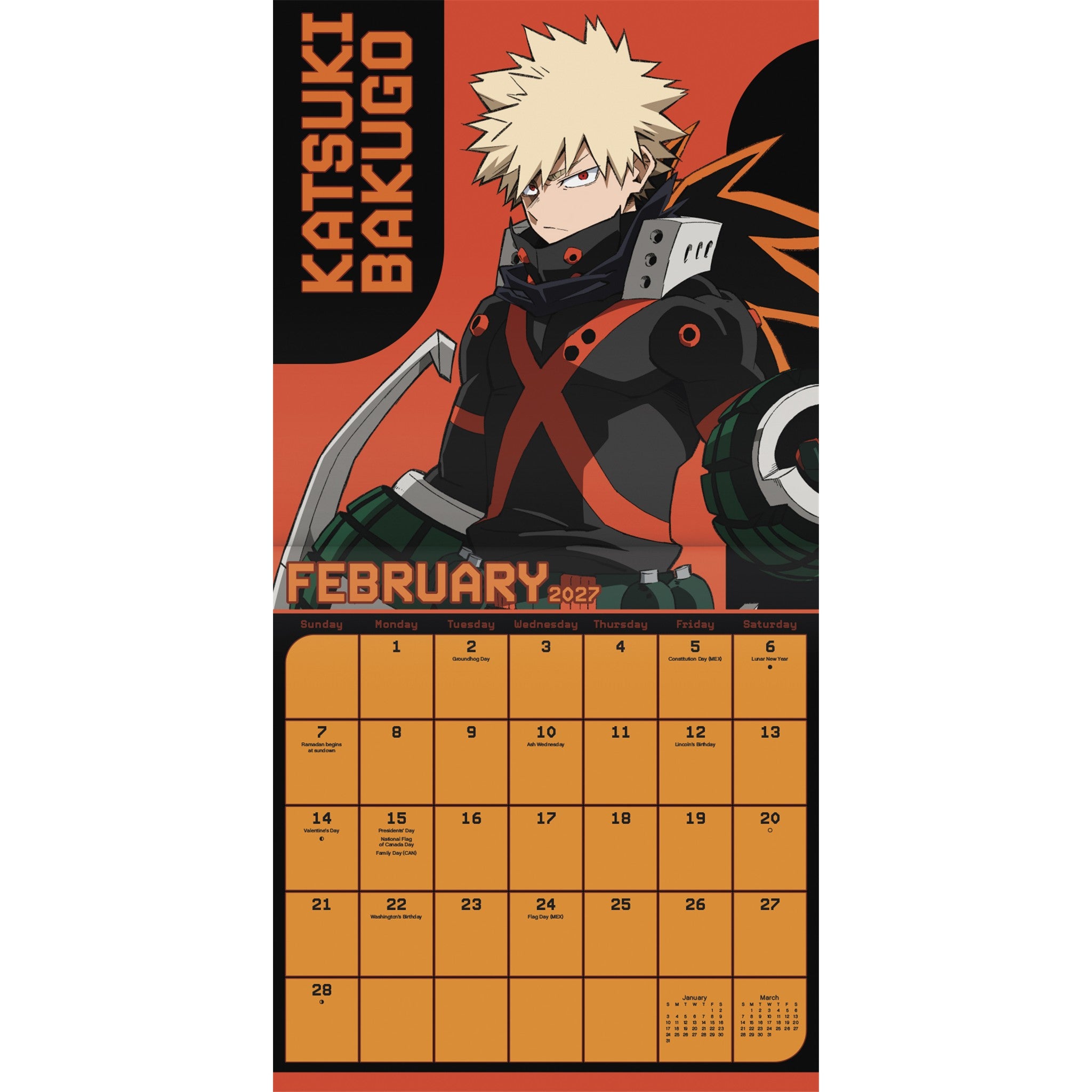 Calendrier mural My Hero Academia 2027 - Exclusivement en ligne