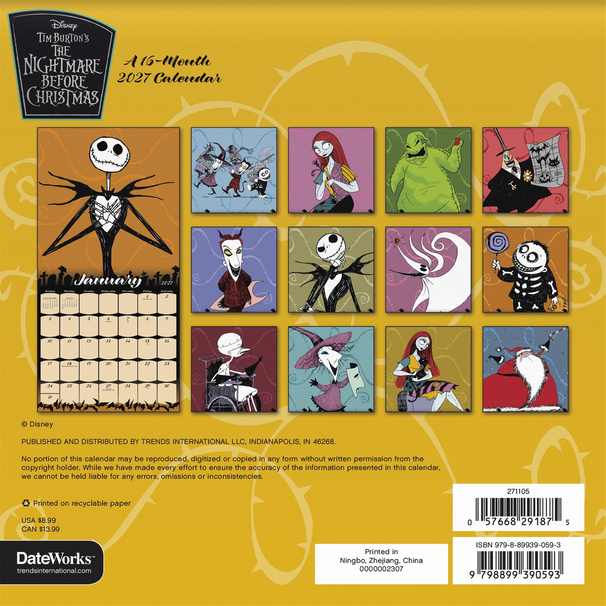 Mini calendrier L'Étrange Noël de Monsieur Jack 2027