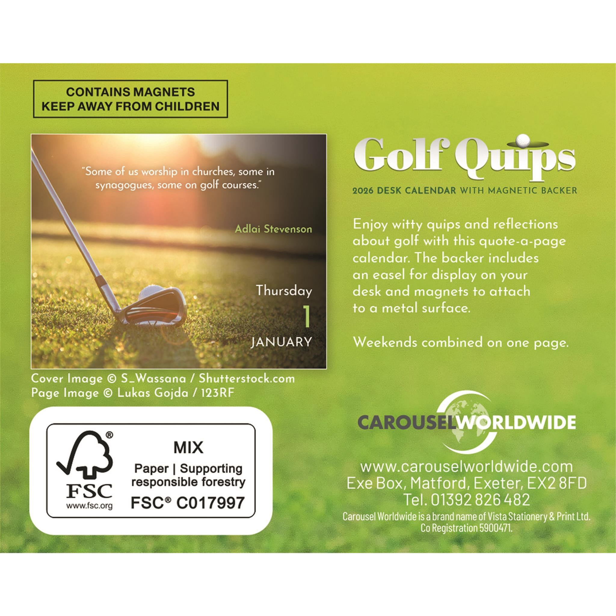 Golf Quips 2026 Small Box Calendar