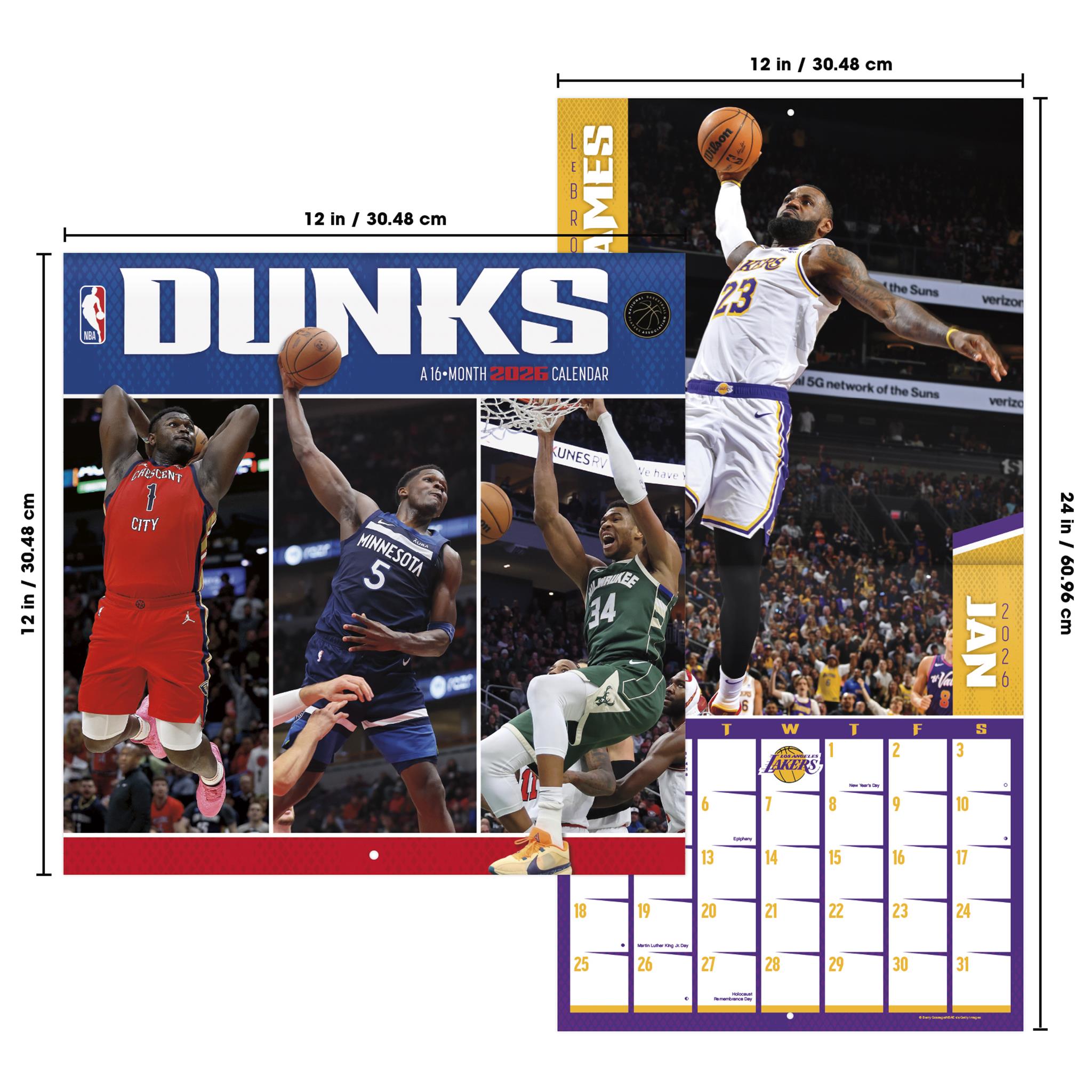 NBA Dunks 2026 Wall Calendar