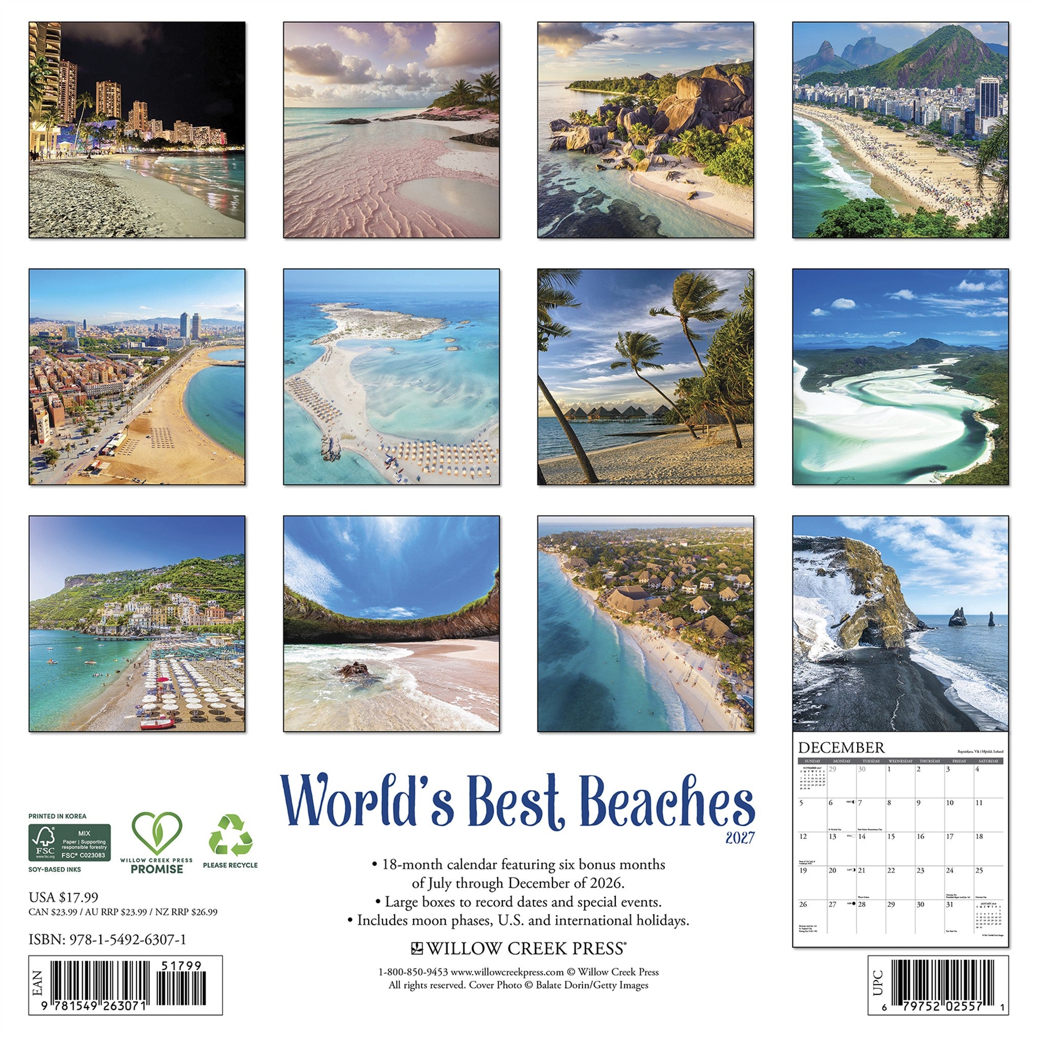 World's Best Beaches 2027 Wall Calendar
