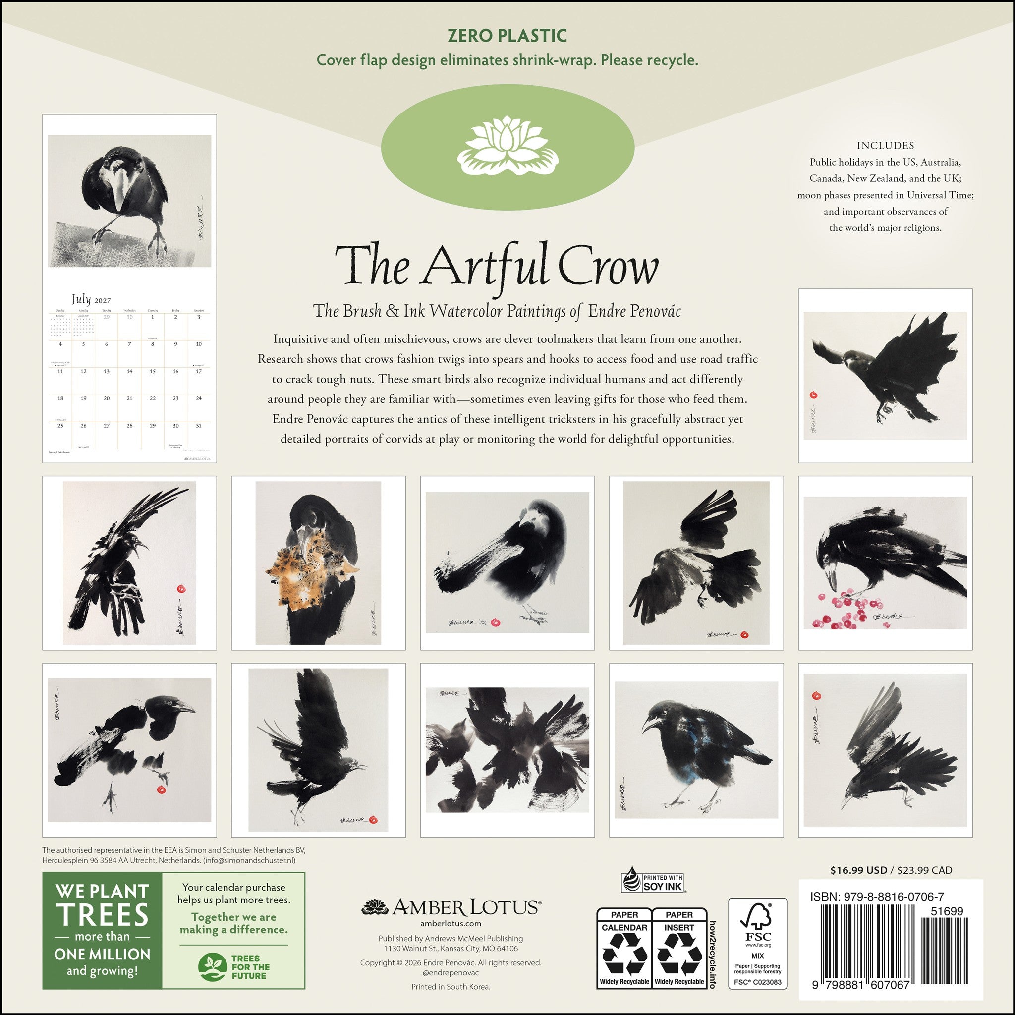 The Artful Crow 2027 Wall Calendar - Online Only