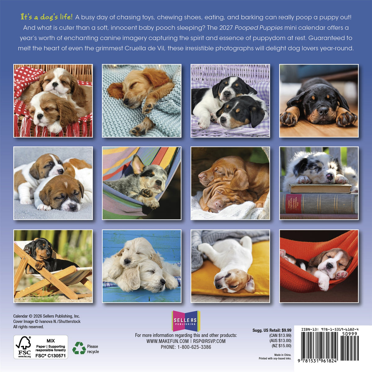 Mini calendrier Chiots fatigués 2027