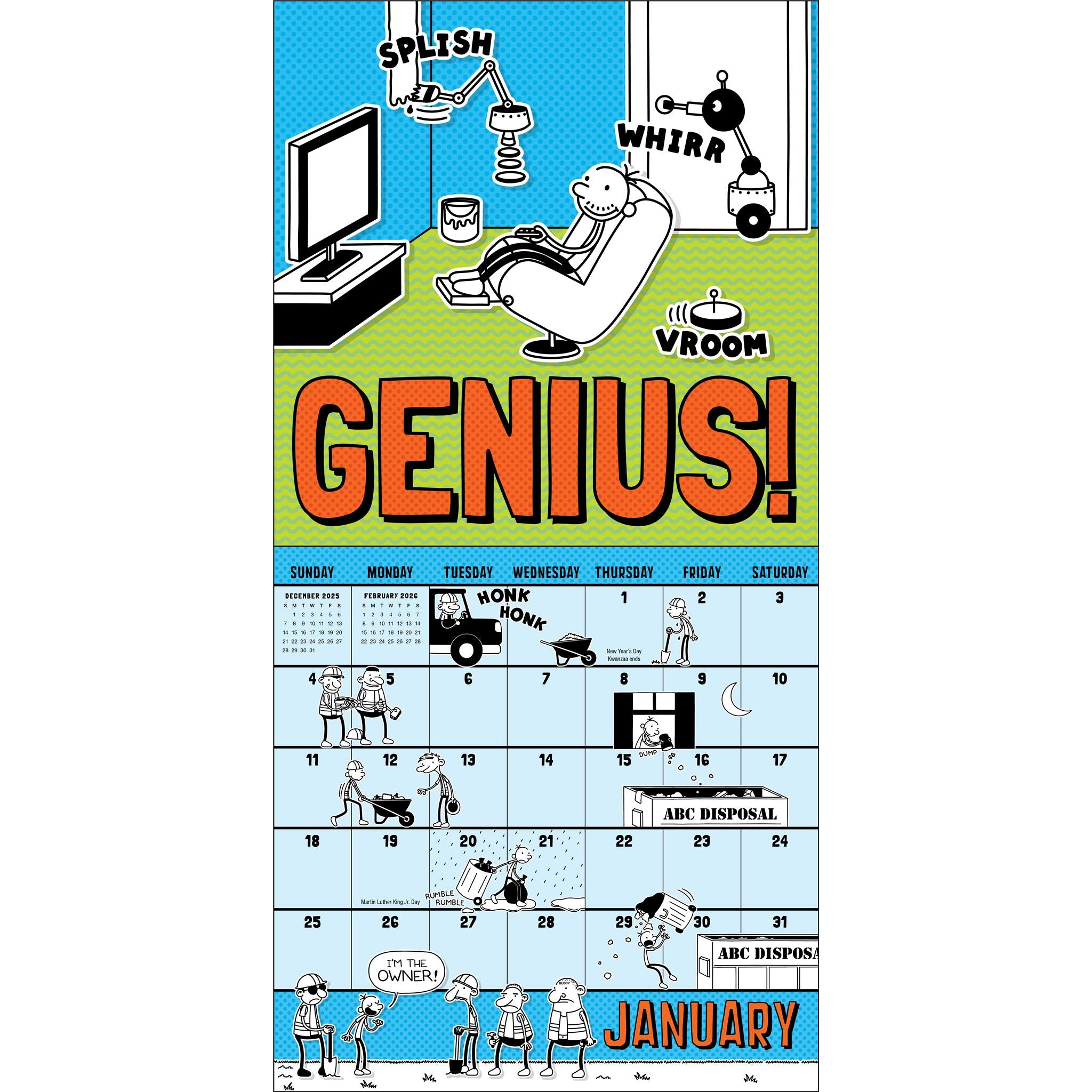 Wimpy Kid with Stickers 2026 Wall Calendar