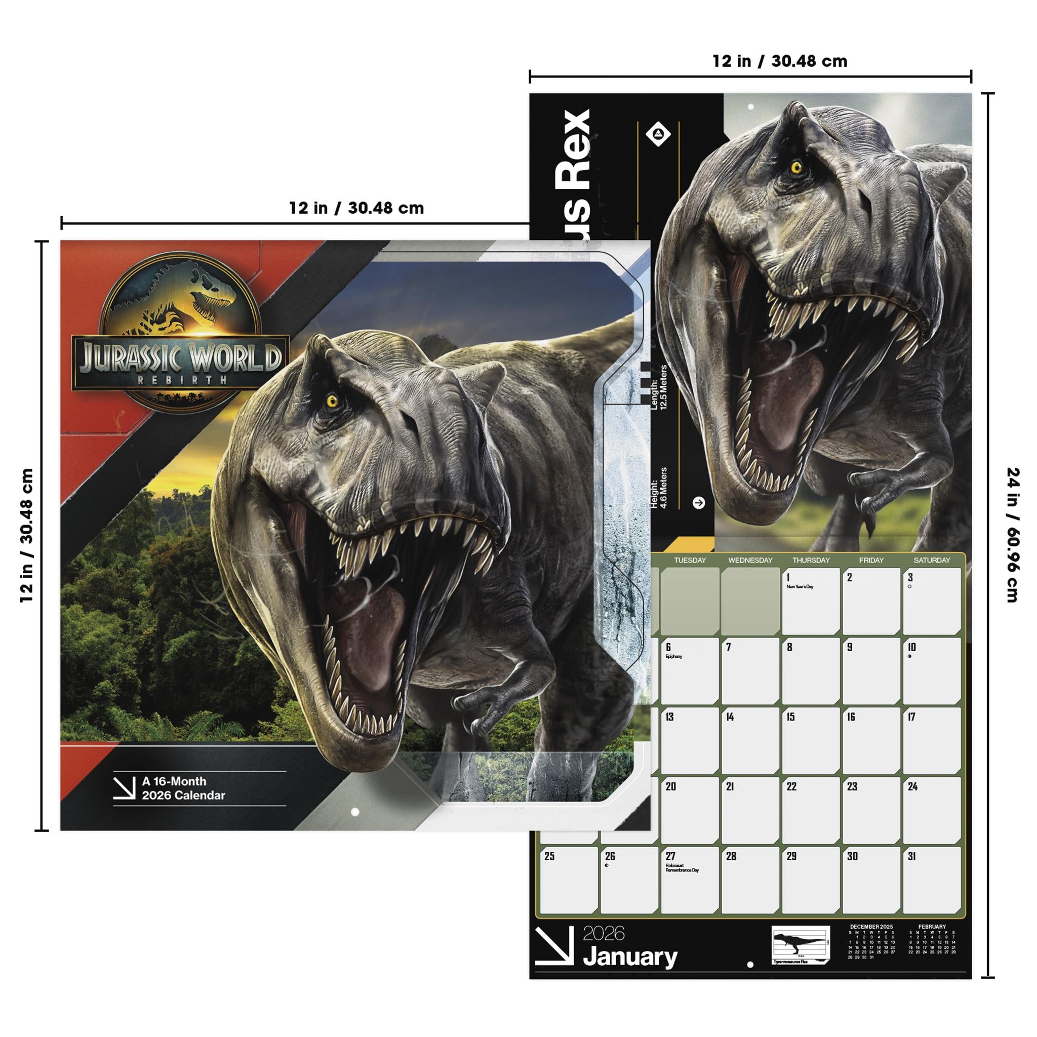 Jurassic World Wall 4 2026 Calendar