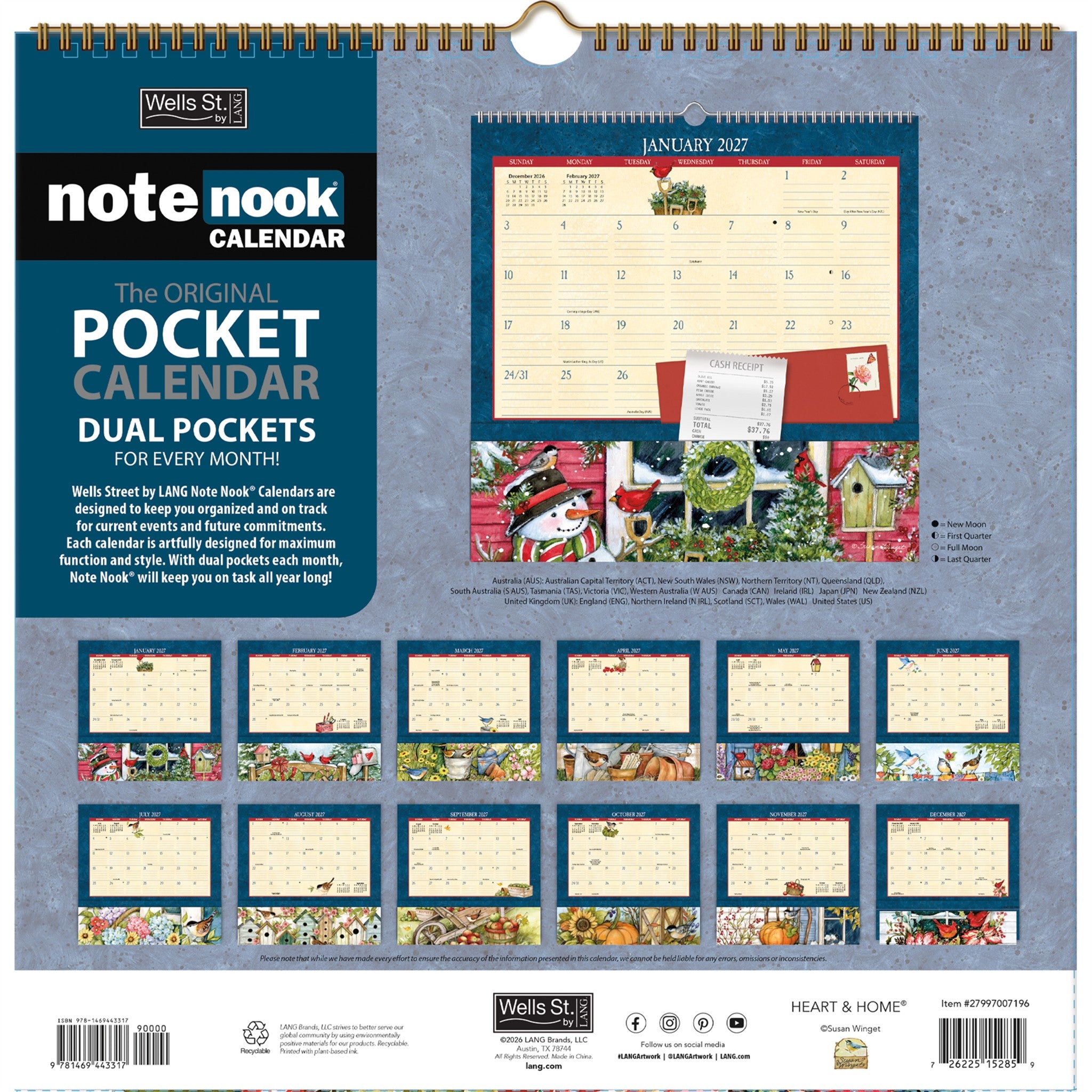 Calendrier mural Heart and Home Note Nook 2027