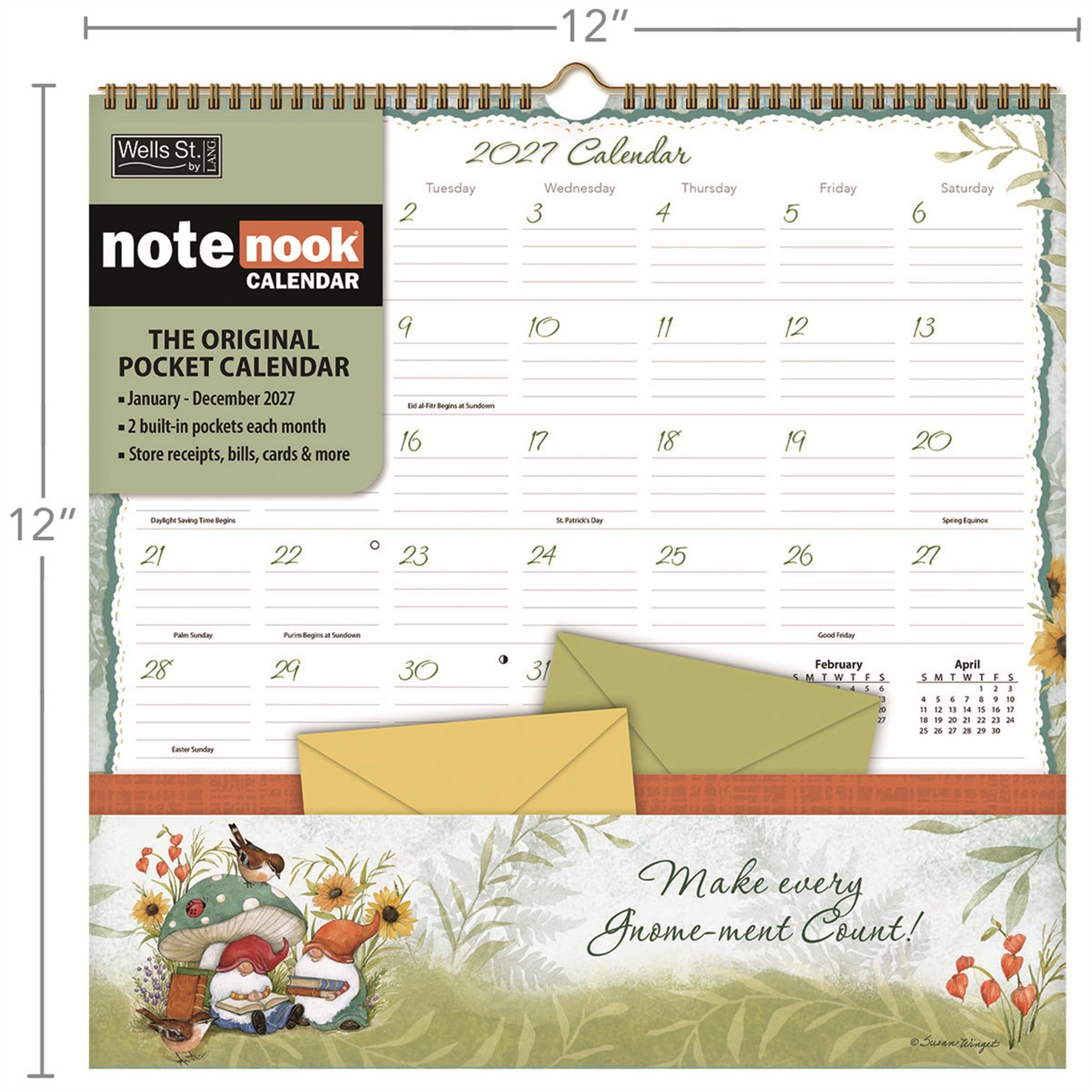 Calendrier mural 2027 Le coin des notes des Gnomes