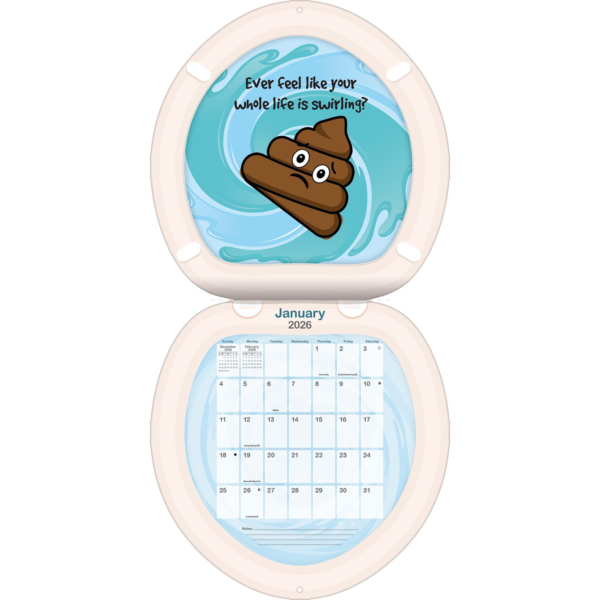 Calendrier mural découpé « Caca arrive » 2026