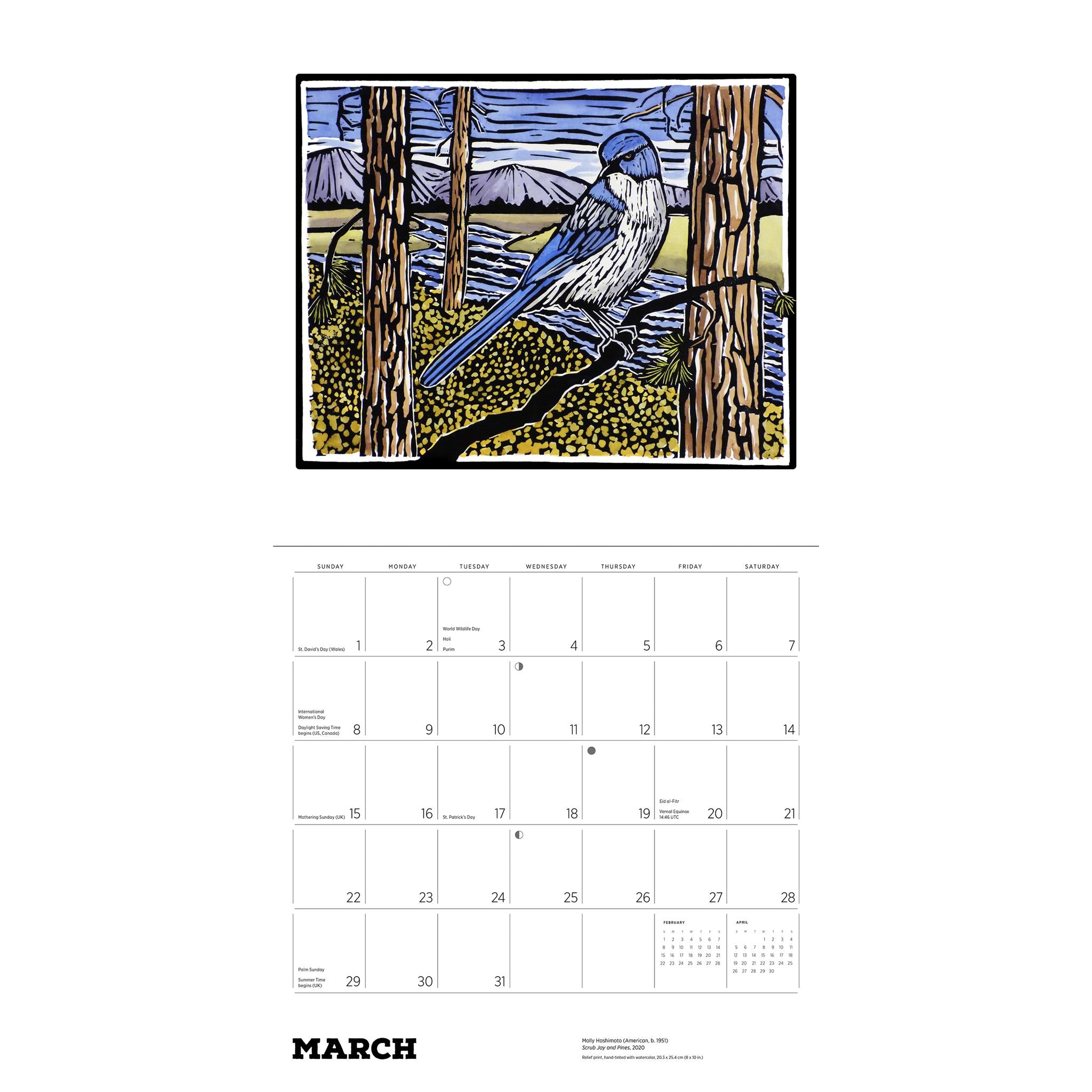 Calendrier mural Molly Hashimoto Oiseaux 2026