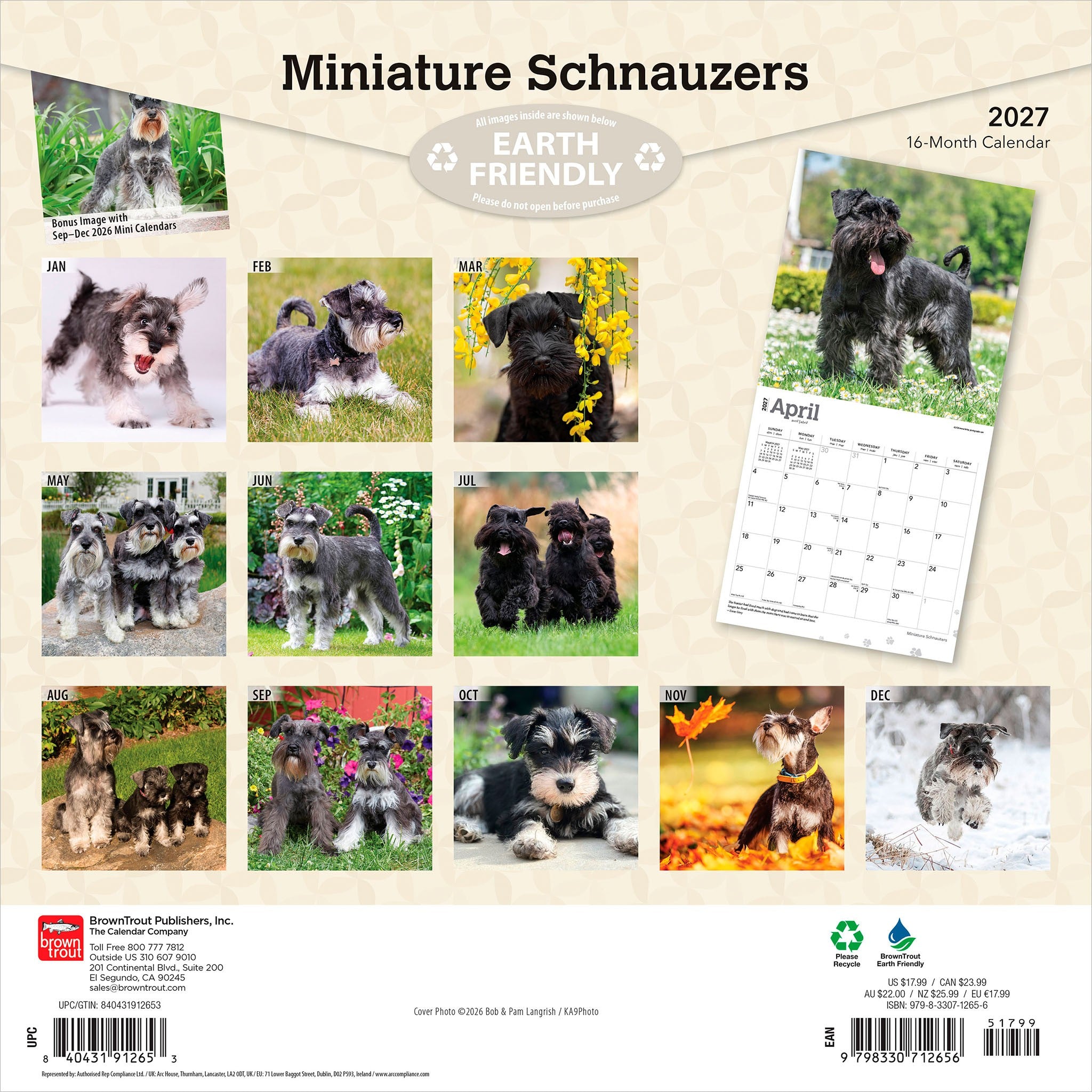 Miniature Schnauzers 2027 Wall Calendar