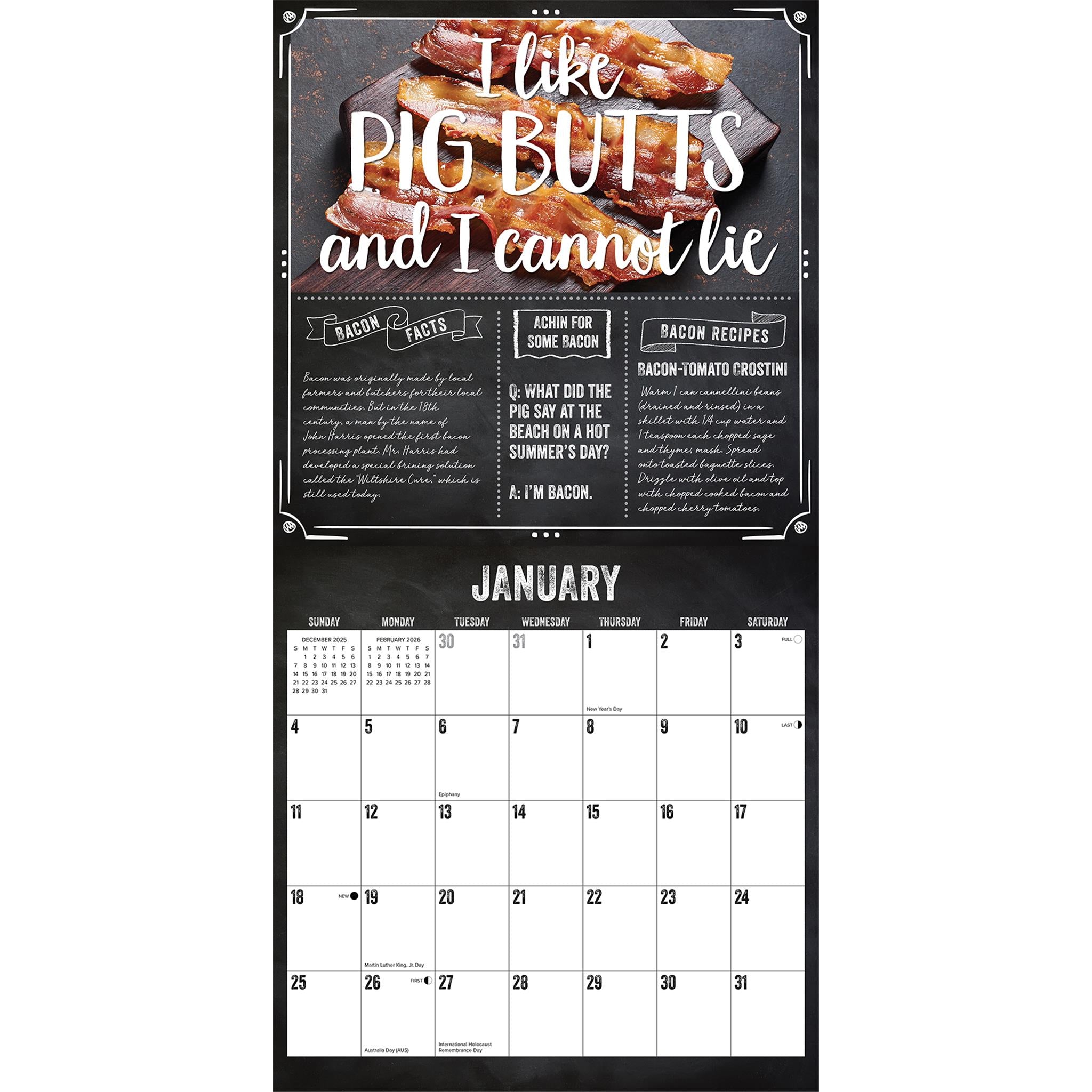 Calendrier mural Bacon 2026 Mmmmmmmm