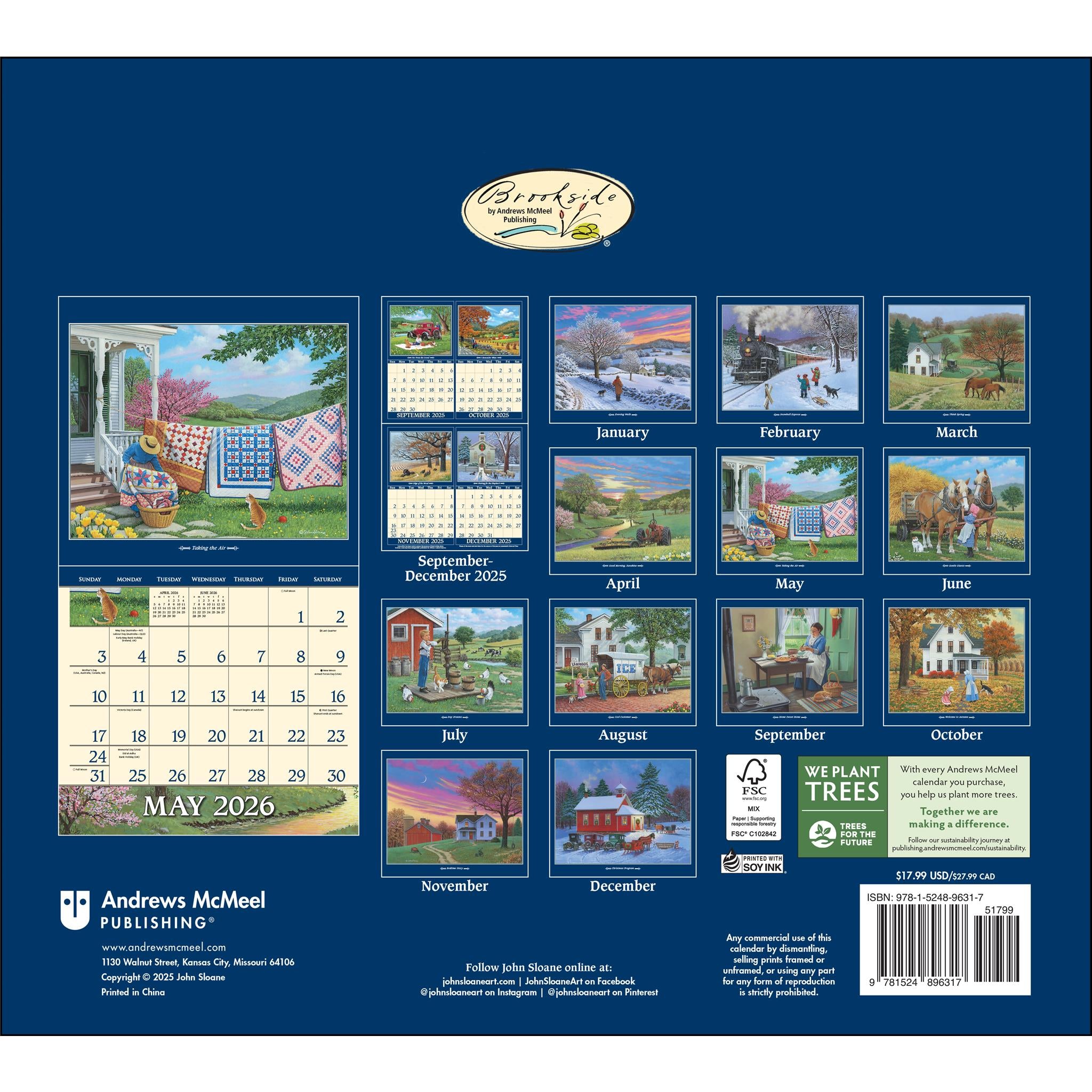 Calendrier mural de luxe Country Seasons® 2026 de John Sloane
