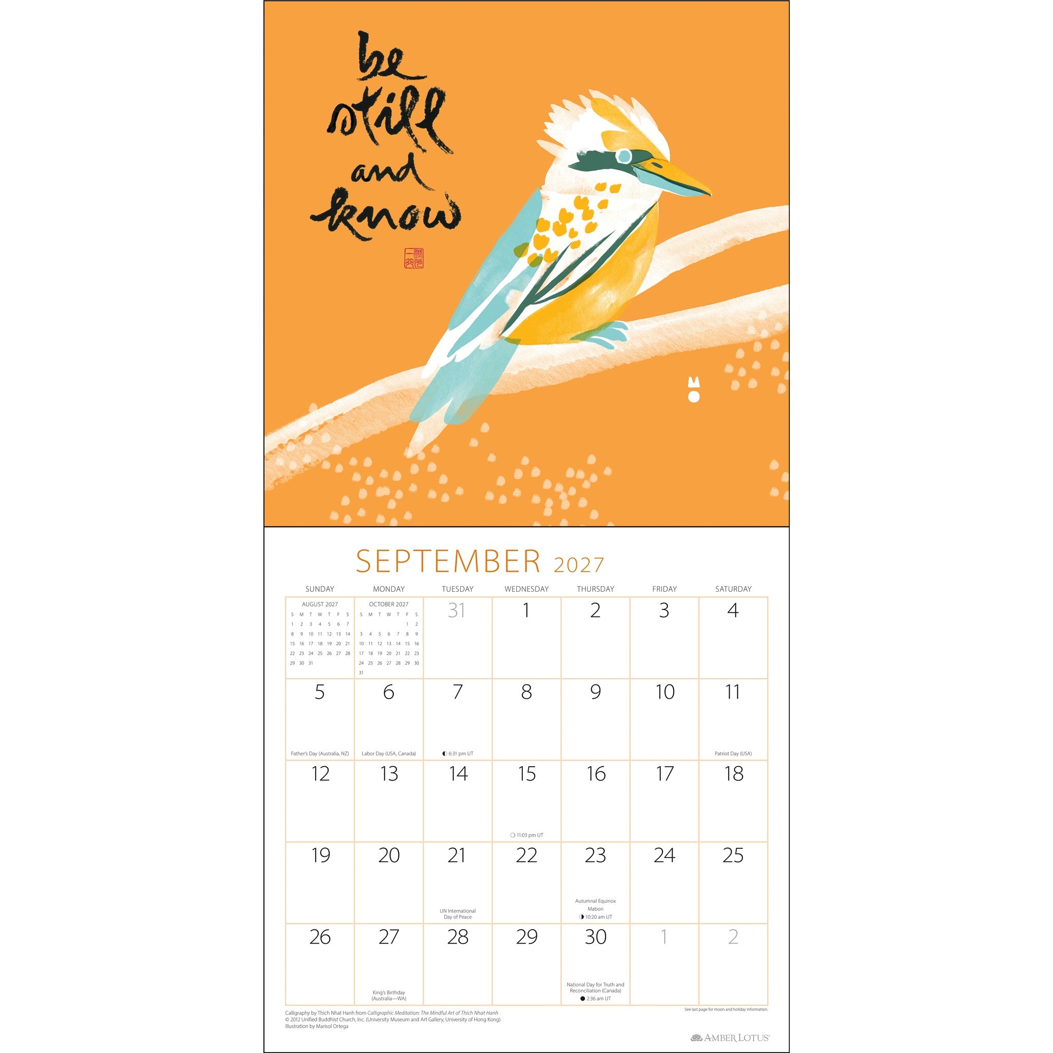 Calendrier mural Thich Nhat Hanh 2027