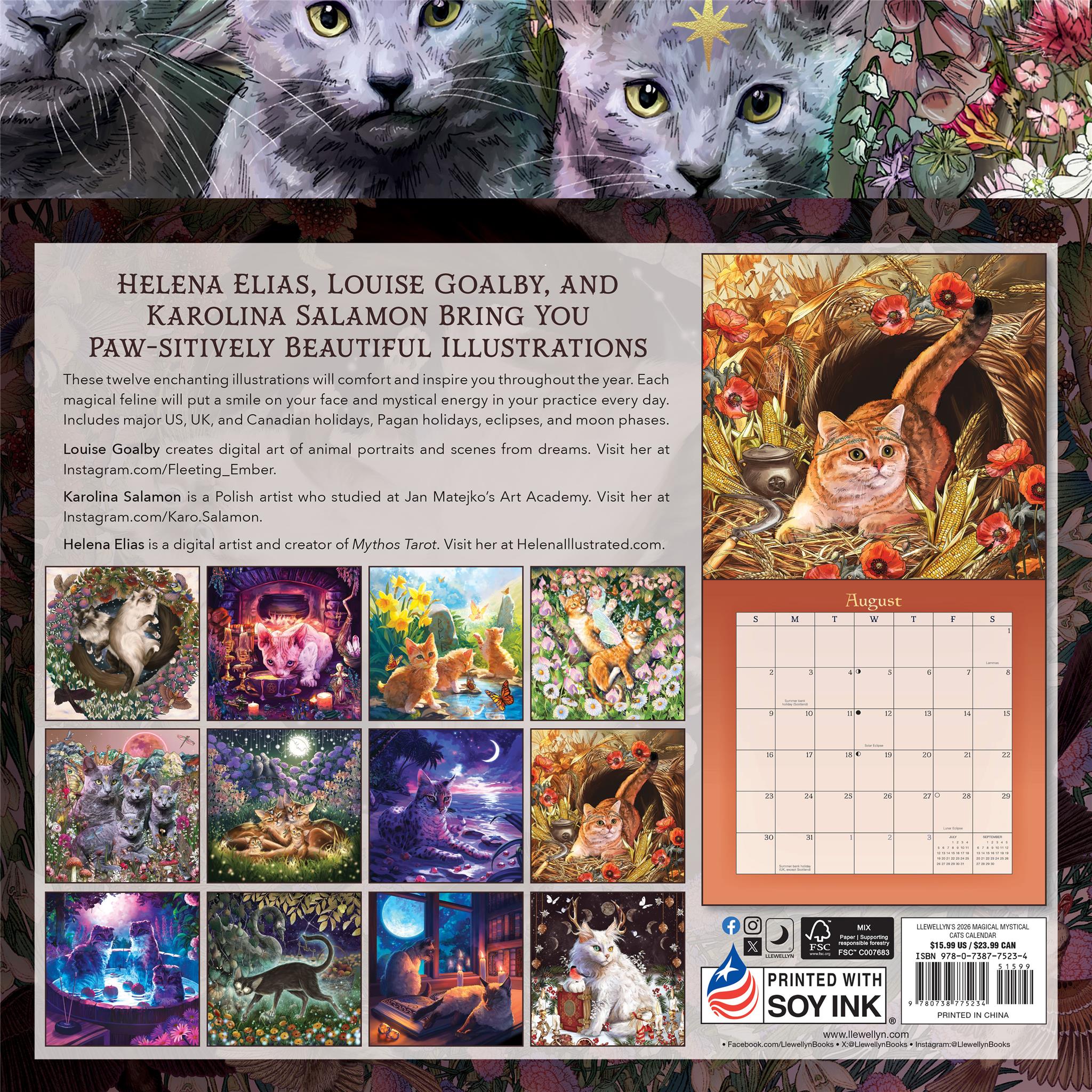 Calendrier mural Chats magiques et mystiques 2026