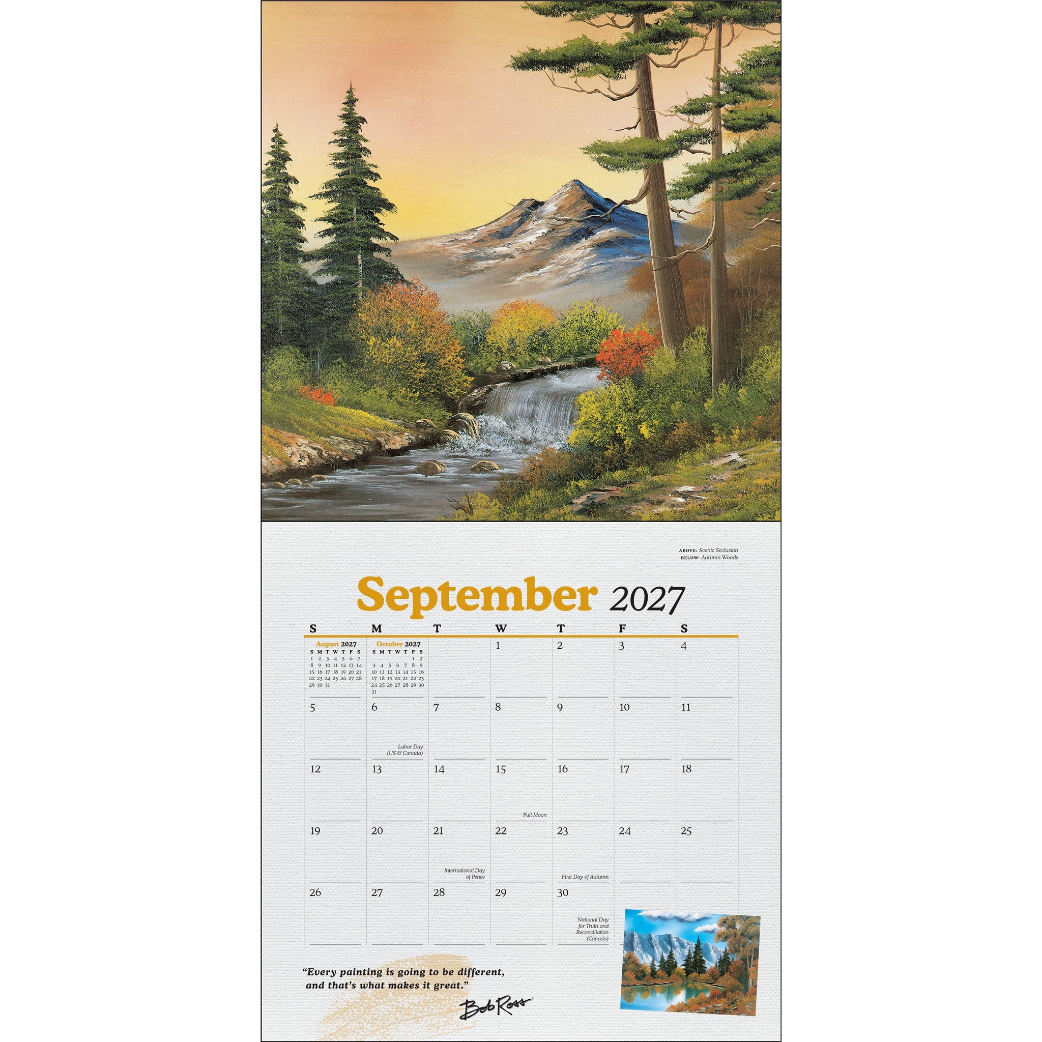 Bob Ross 2027 Wall Calendar