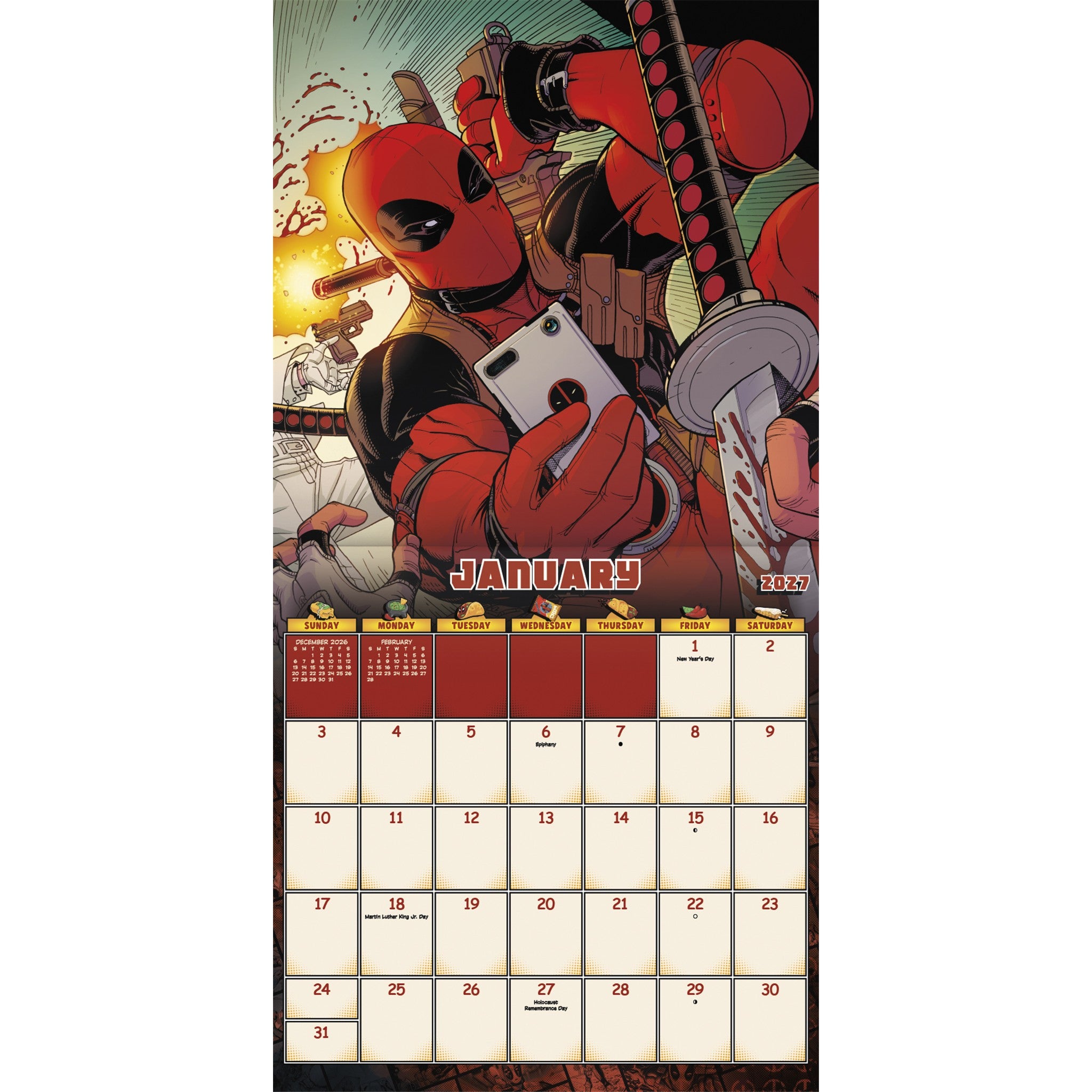 Calendrier mural Deadpool 2027