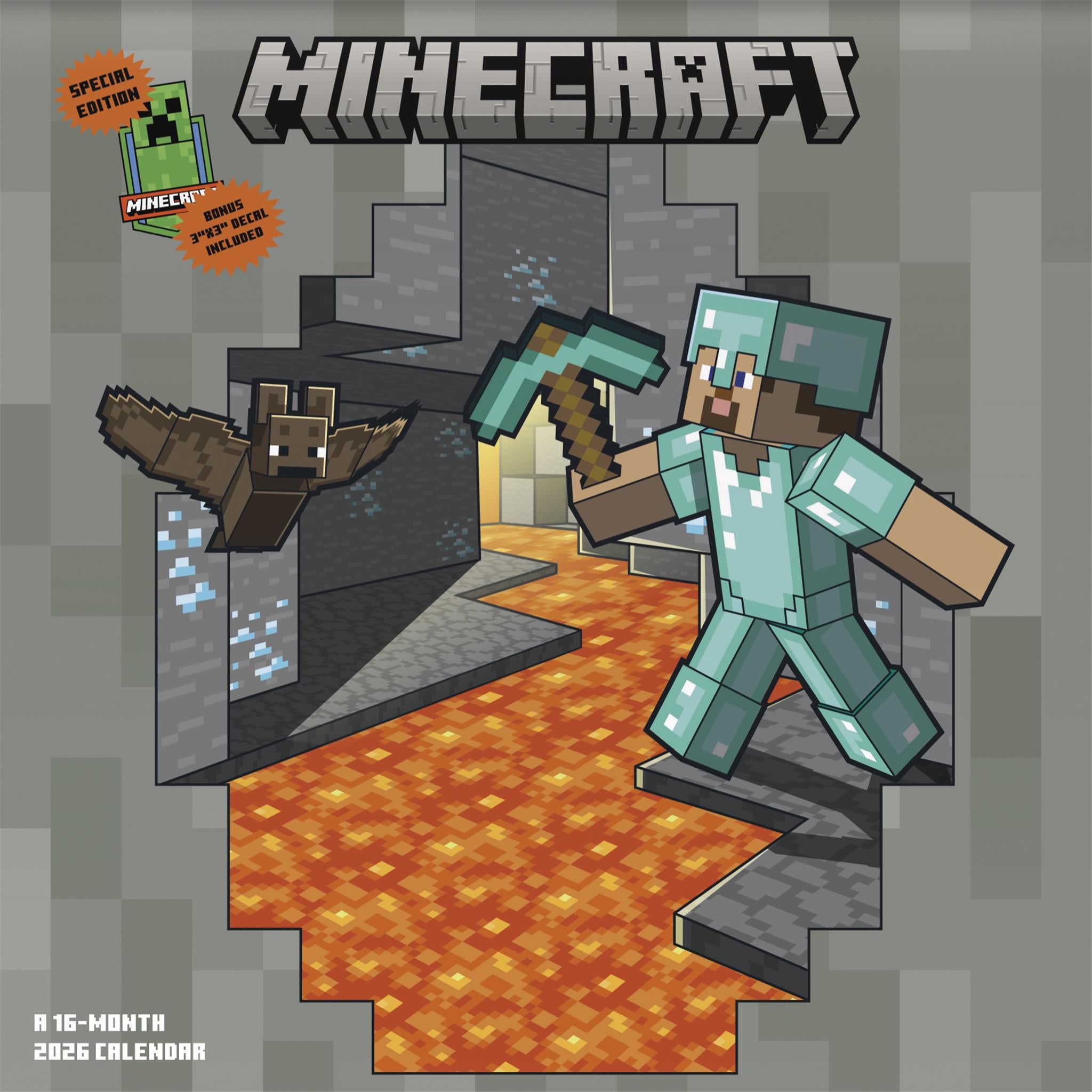 Calendrier mural de luxe Minecraft exclusif avec autocollant 2026