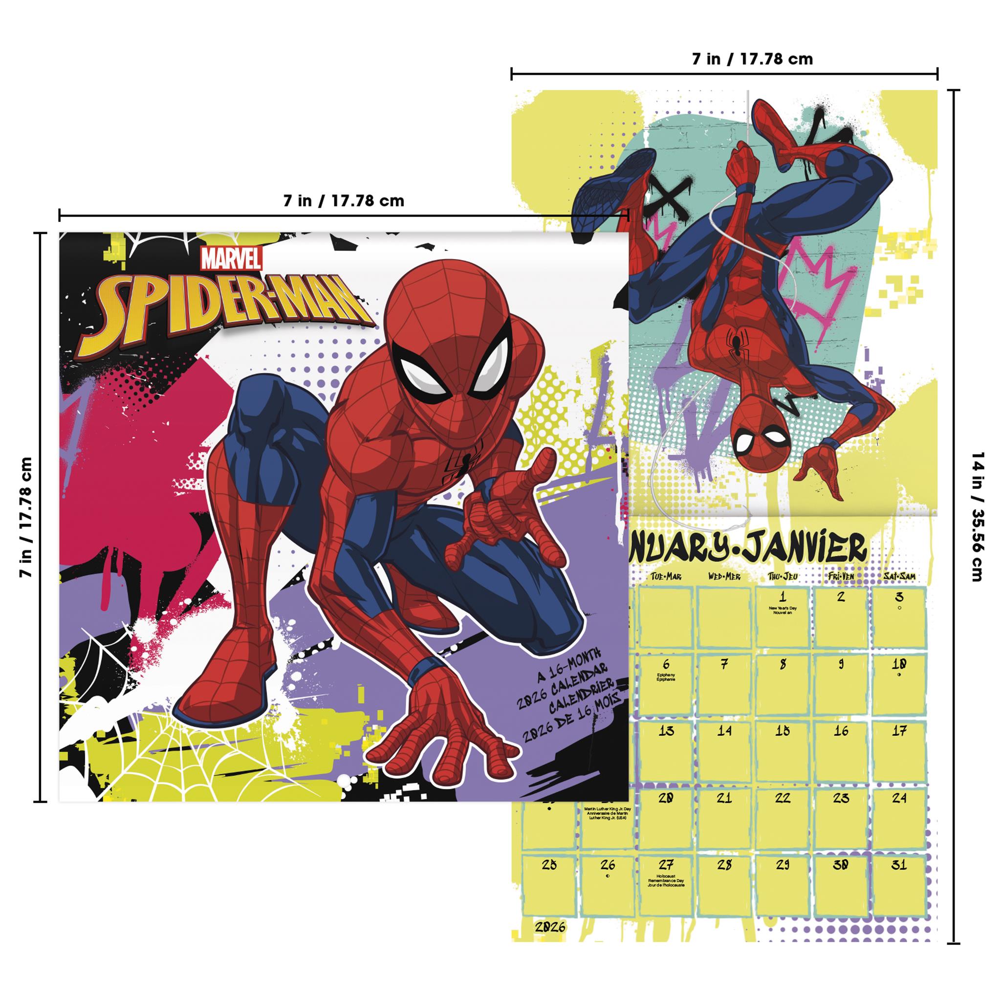 Mini-calendrier bilingue Spider-Man 2026