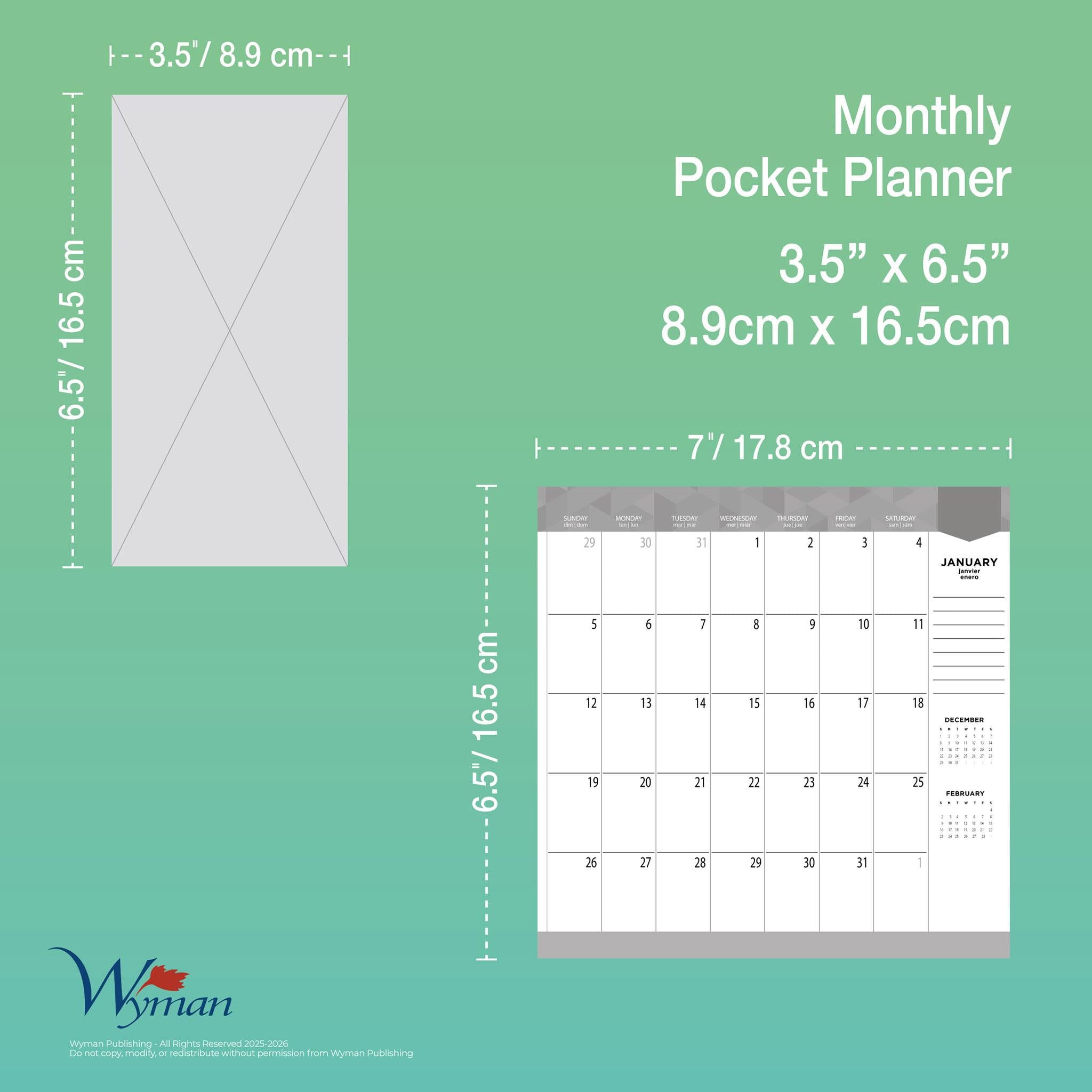Canada Bilingual 2026 2 Yr Pocket Planner Calendar - Online Only