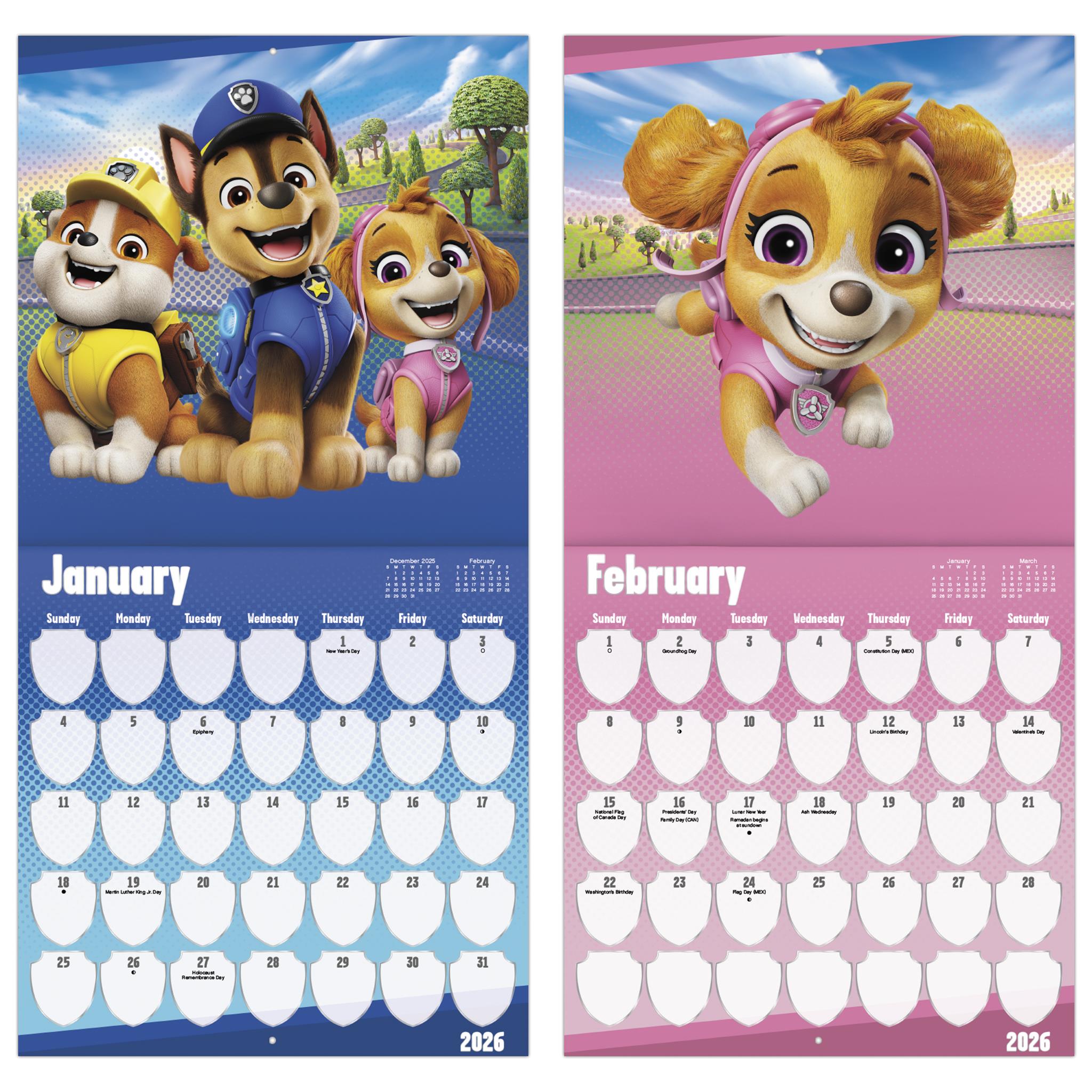 Paw Patrol 2026 Wall Calendar
