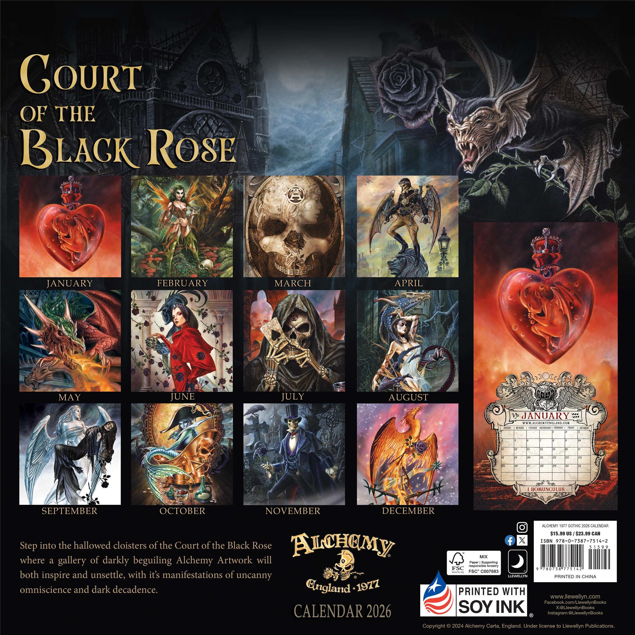 Calendrier mural Alchemy 1977 Gothic 2026