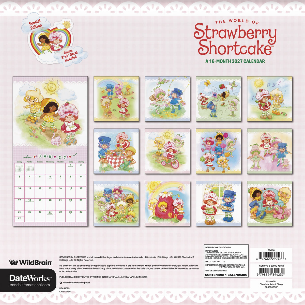 Calendrier mural exclusif Fraisinette avec autocollant 2027