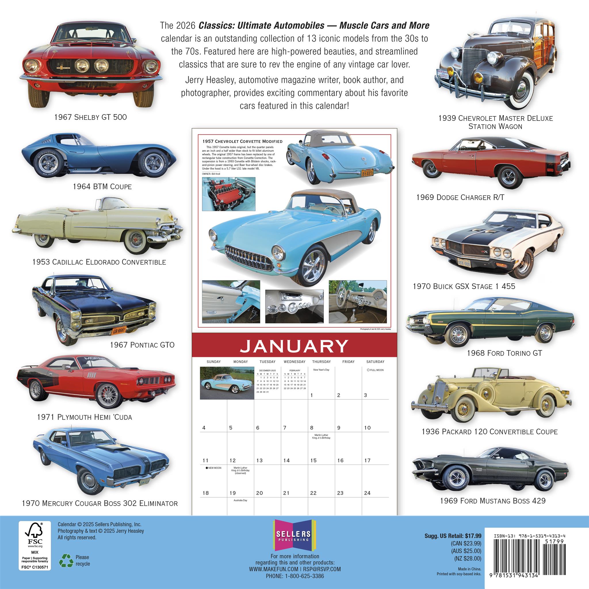 Calendrier mural Classics Ultimate Automobiles 2026
