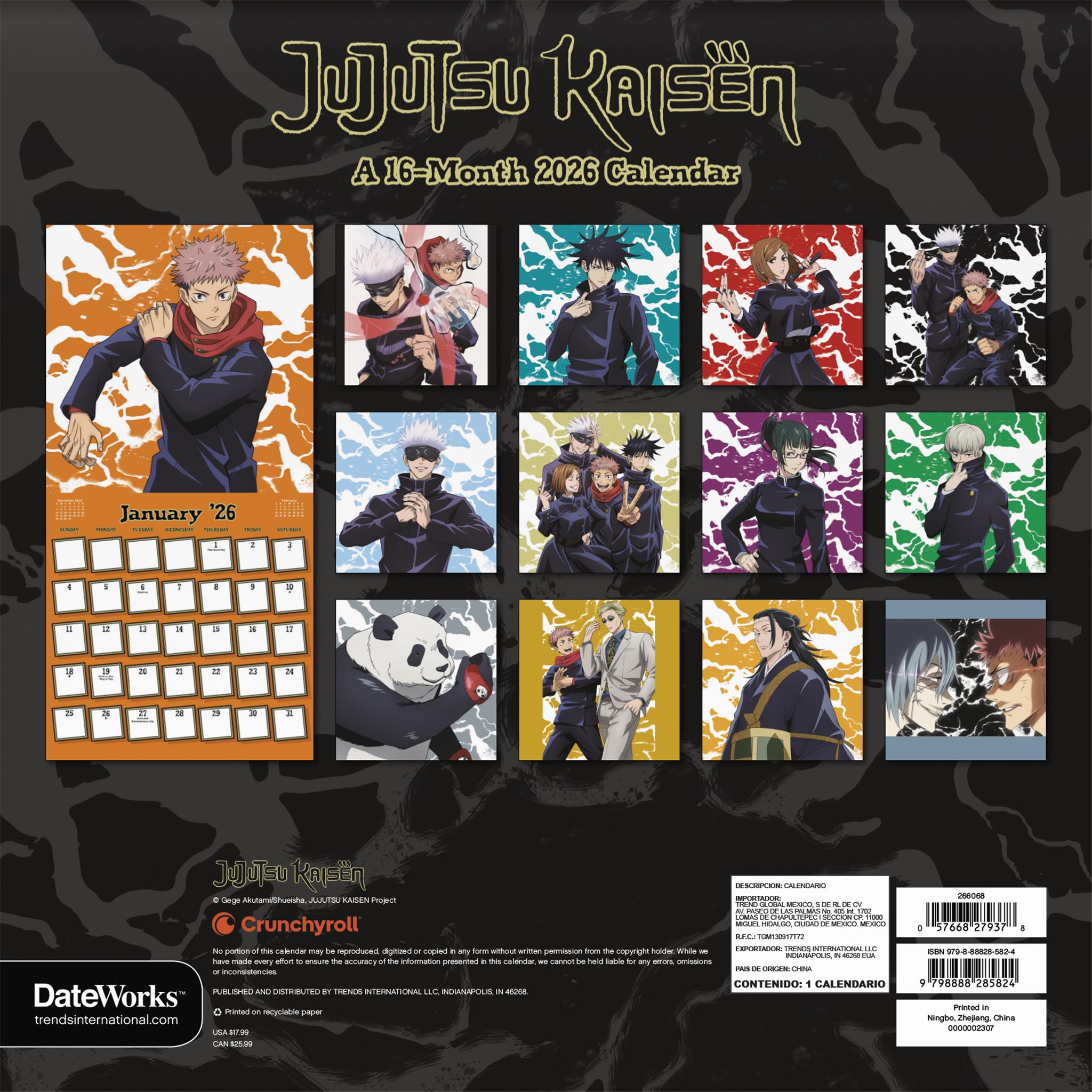 Calendrier mural Jujutsu Kaisen 2026 - En ligne seulement