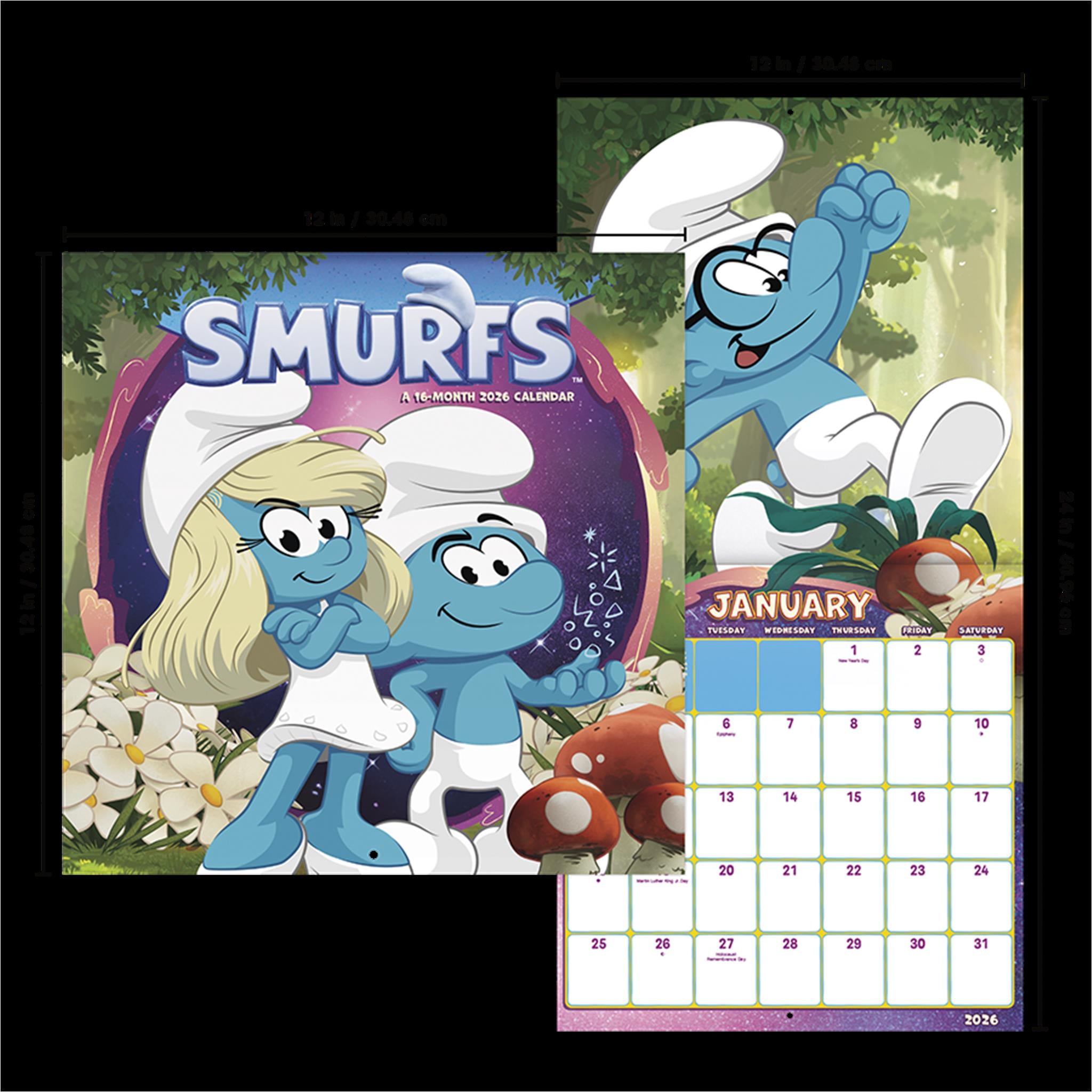 Calendrier mural Les Schtroumpfs 2 2026 - Disponible uniquement en ligne