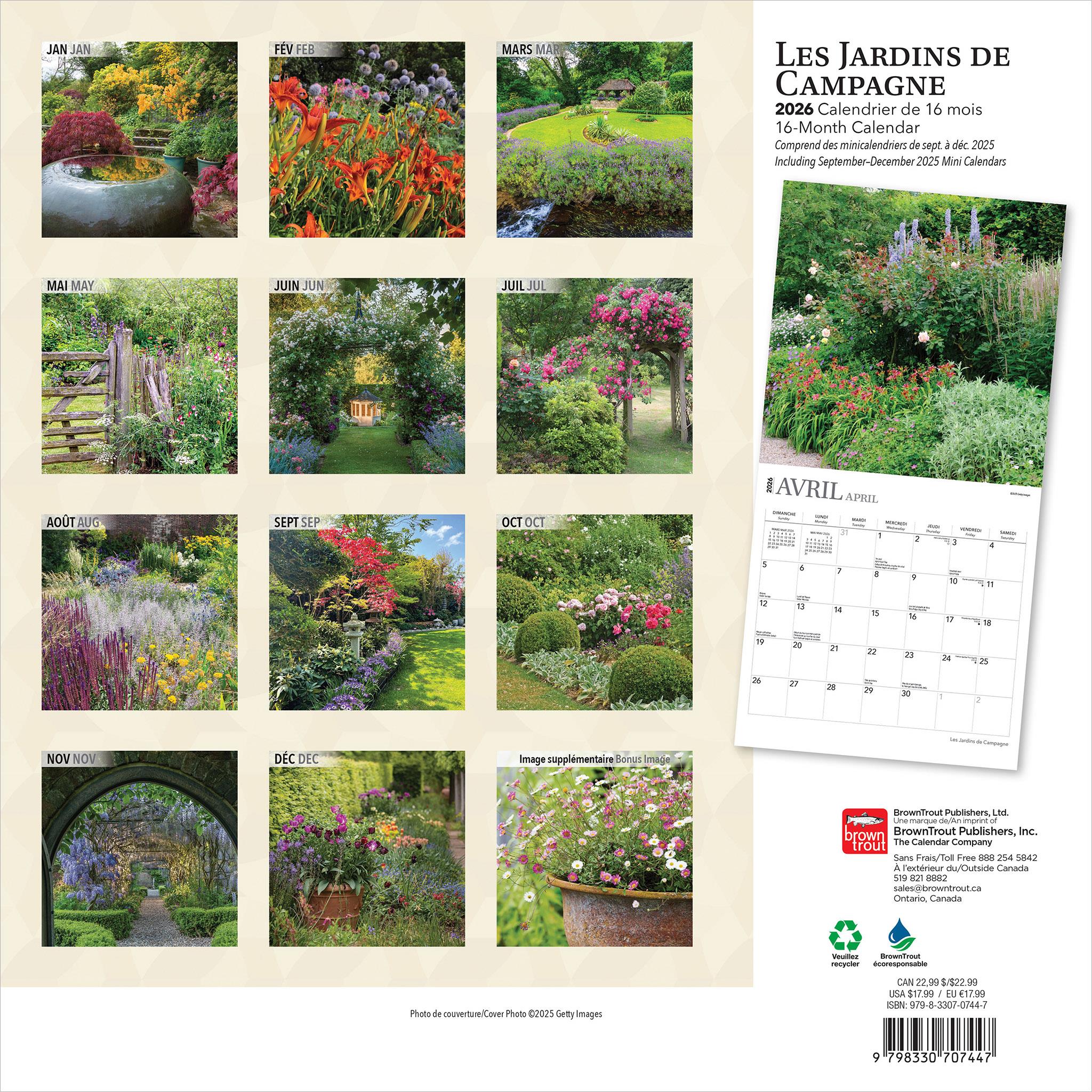 Calendrier mural Les Jardins De Campagne 2026 (français)