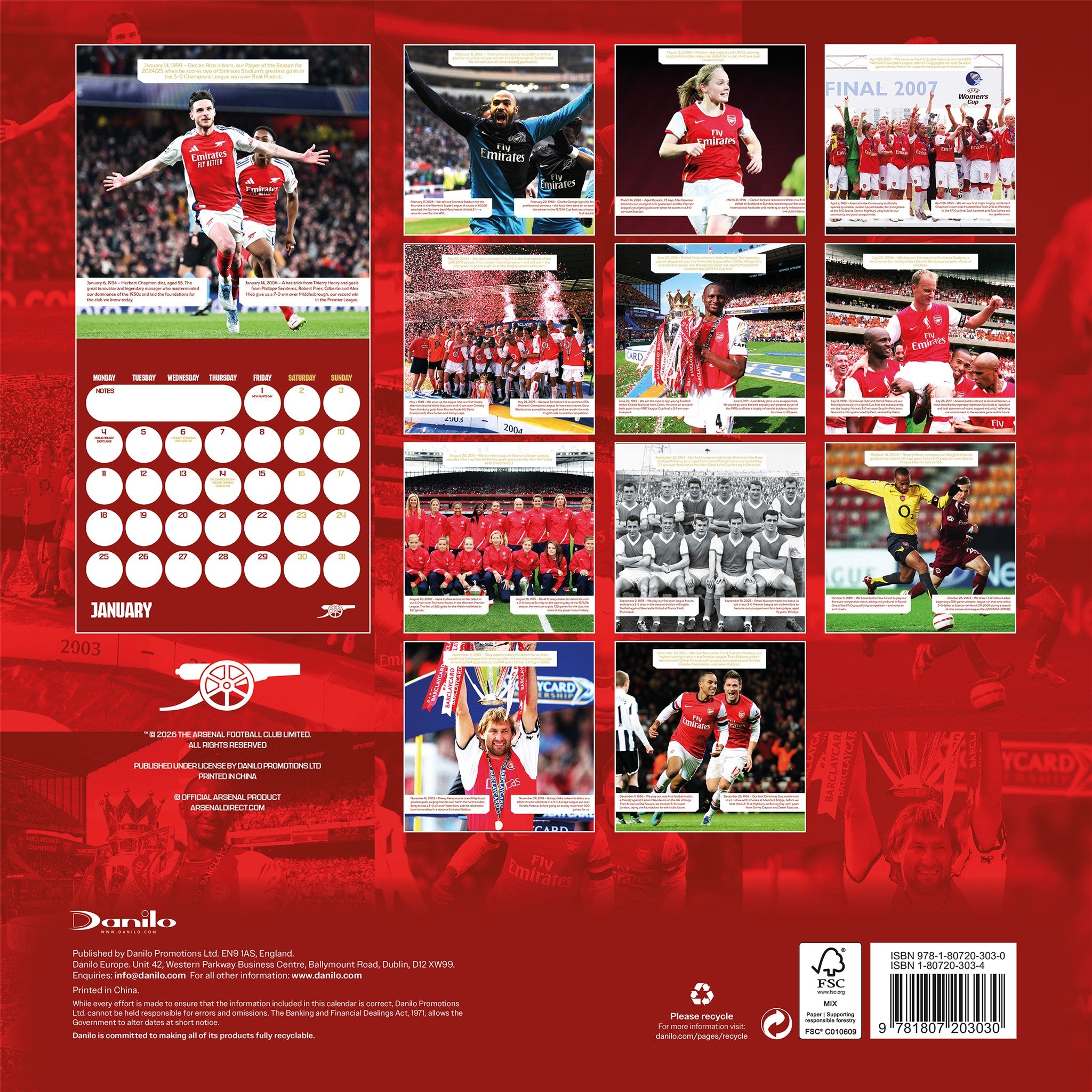 Calendrier mural Arsenal 2027