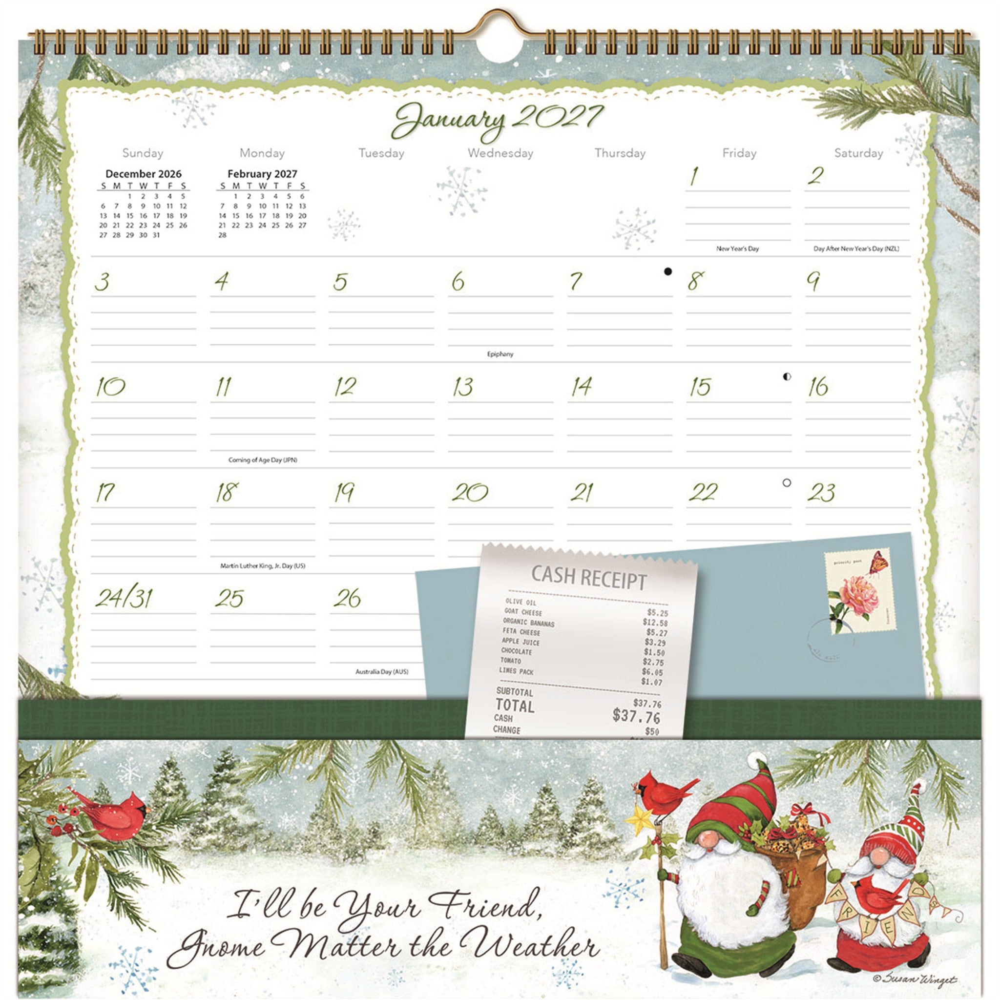 Calendrier mural 2027 Le coin des notes des Gnomes