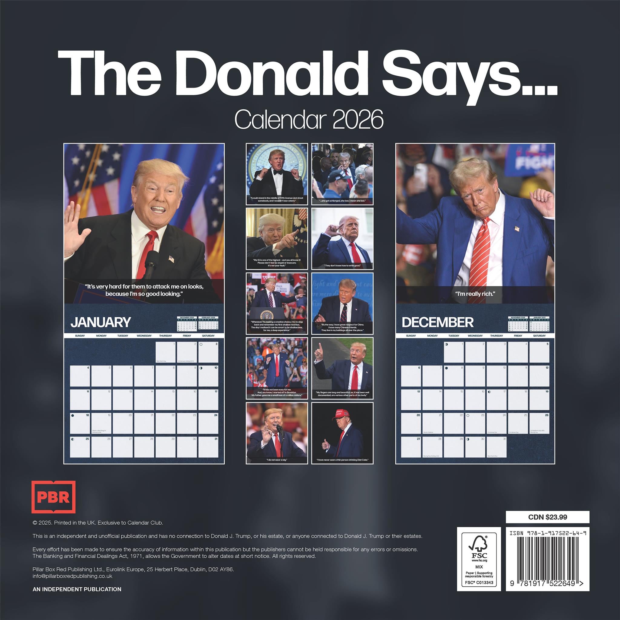 Le calendrier mural Donald dit 2026