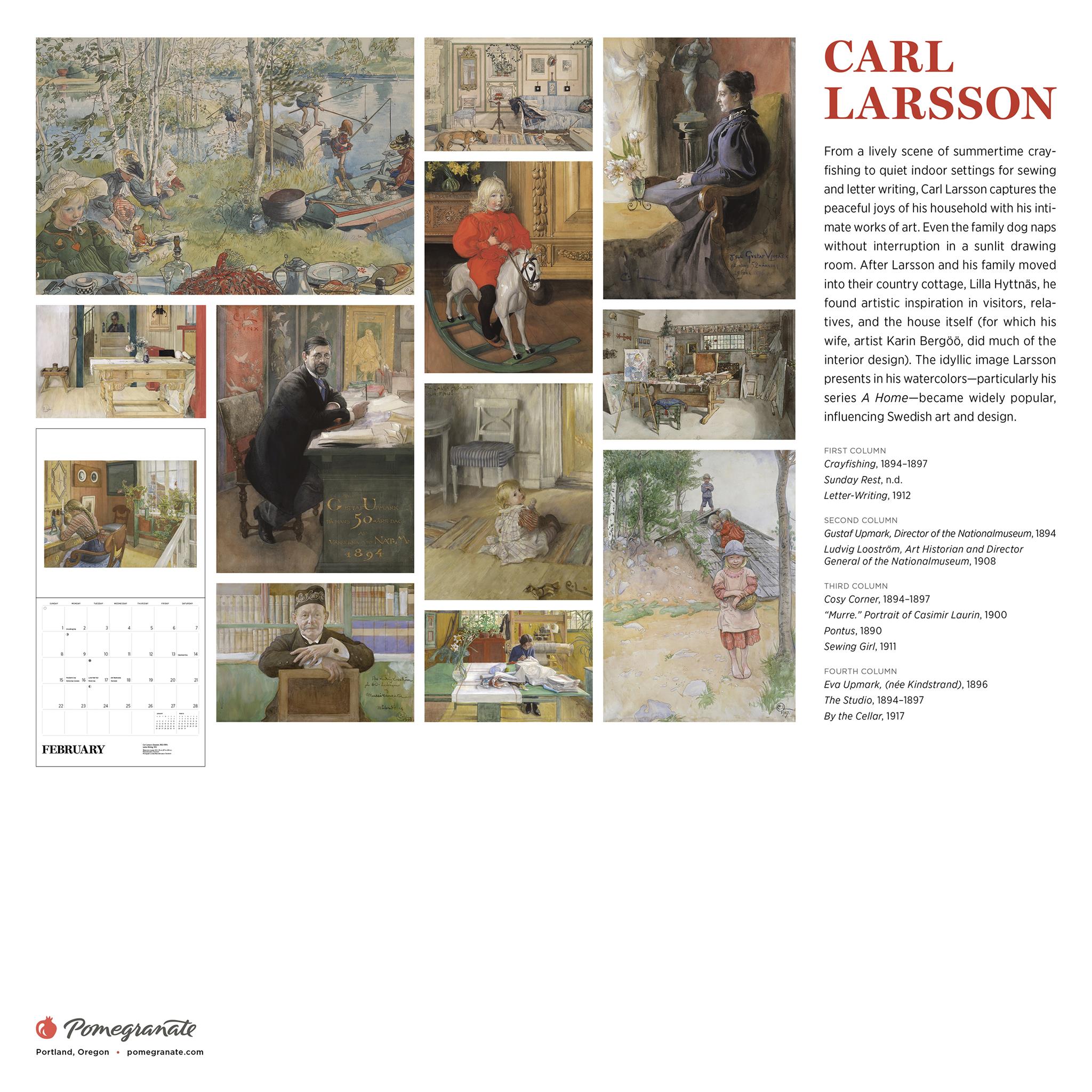Calendrier mural Carl Larsson 2026 - Disponible uniquement en ligne