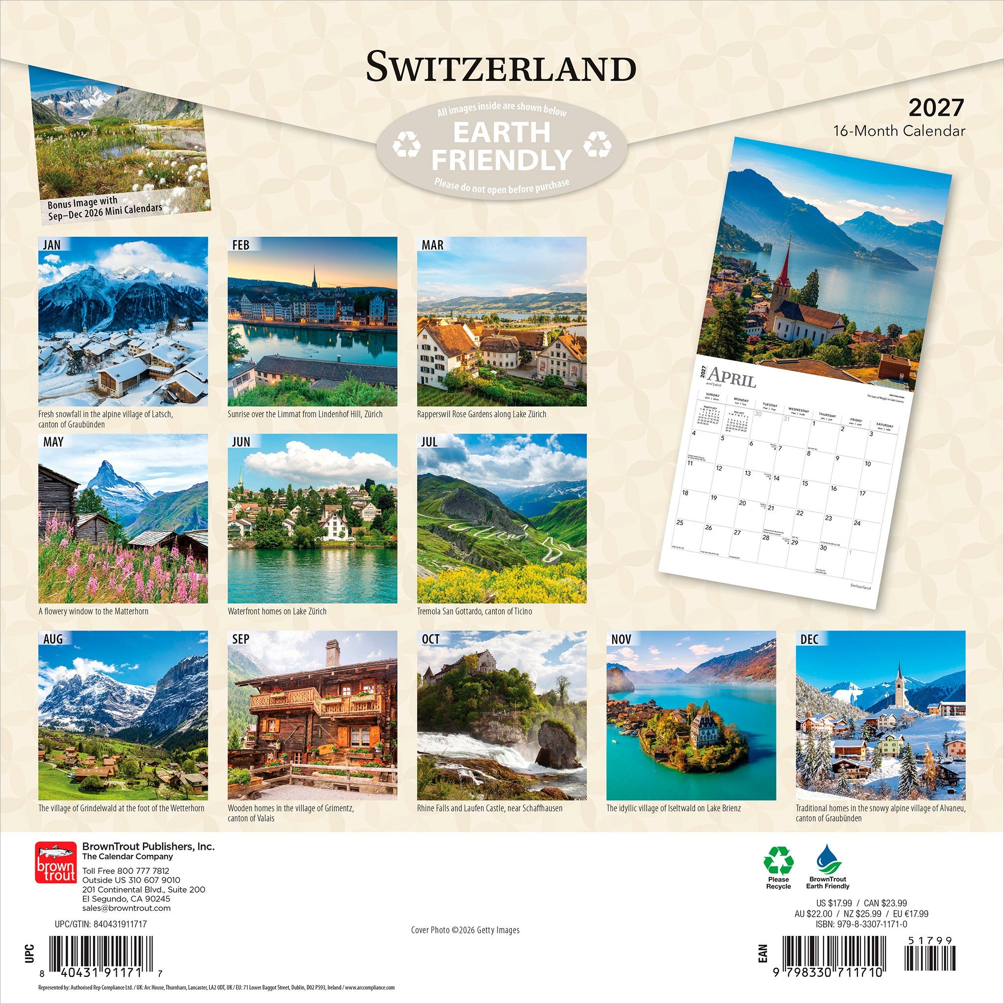 Switzerland 2027 Wall Calendar