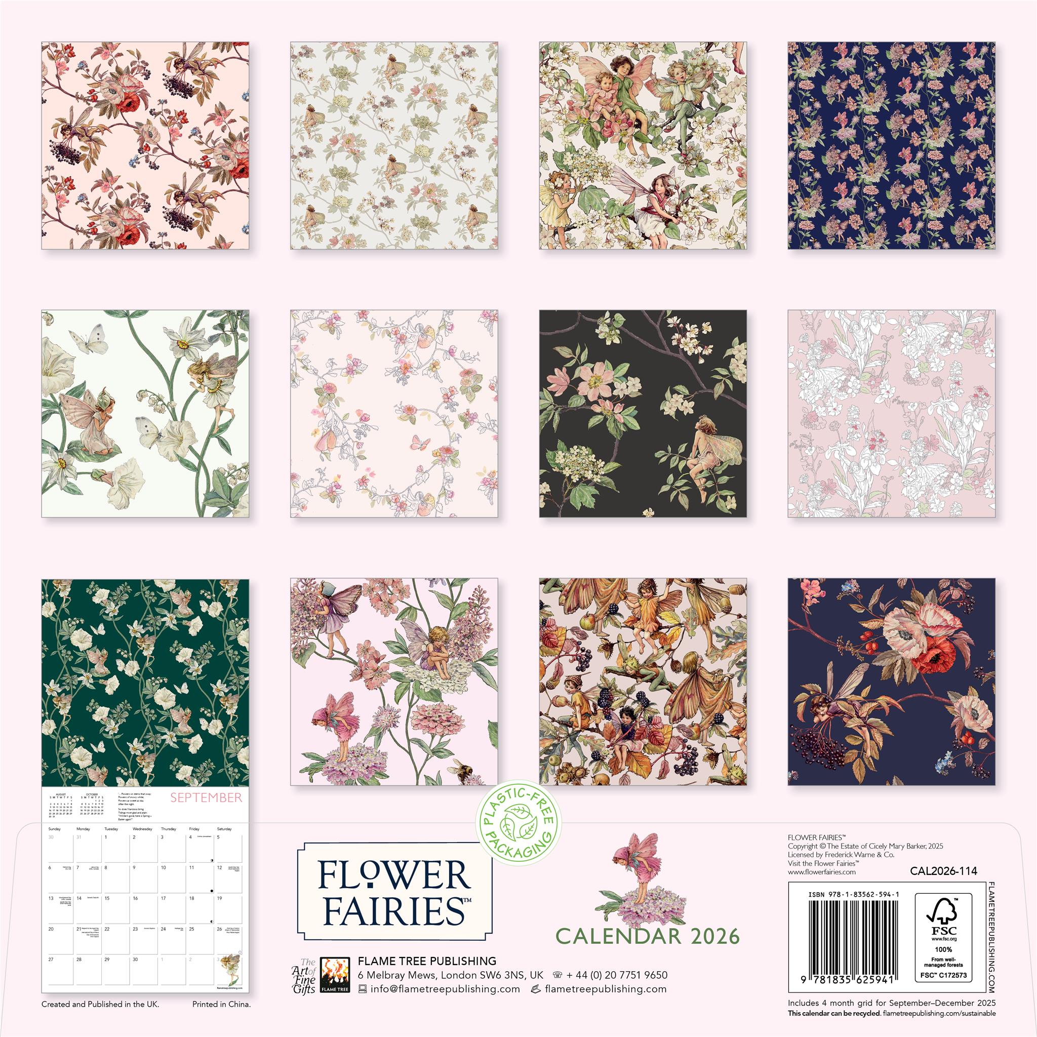 Calendrier mural des fées des fleurs 2026