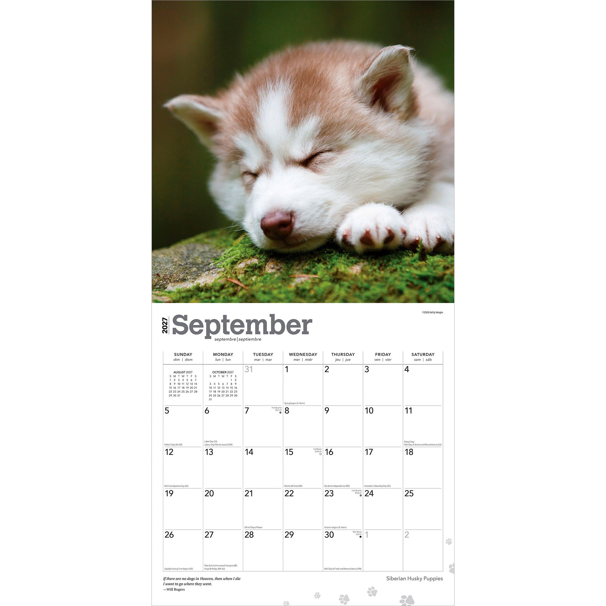 Siberian Husky Puppies 2027 Wall Calendar
