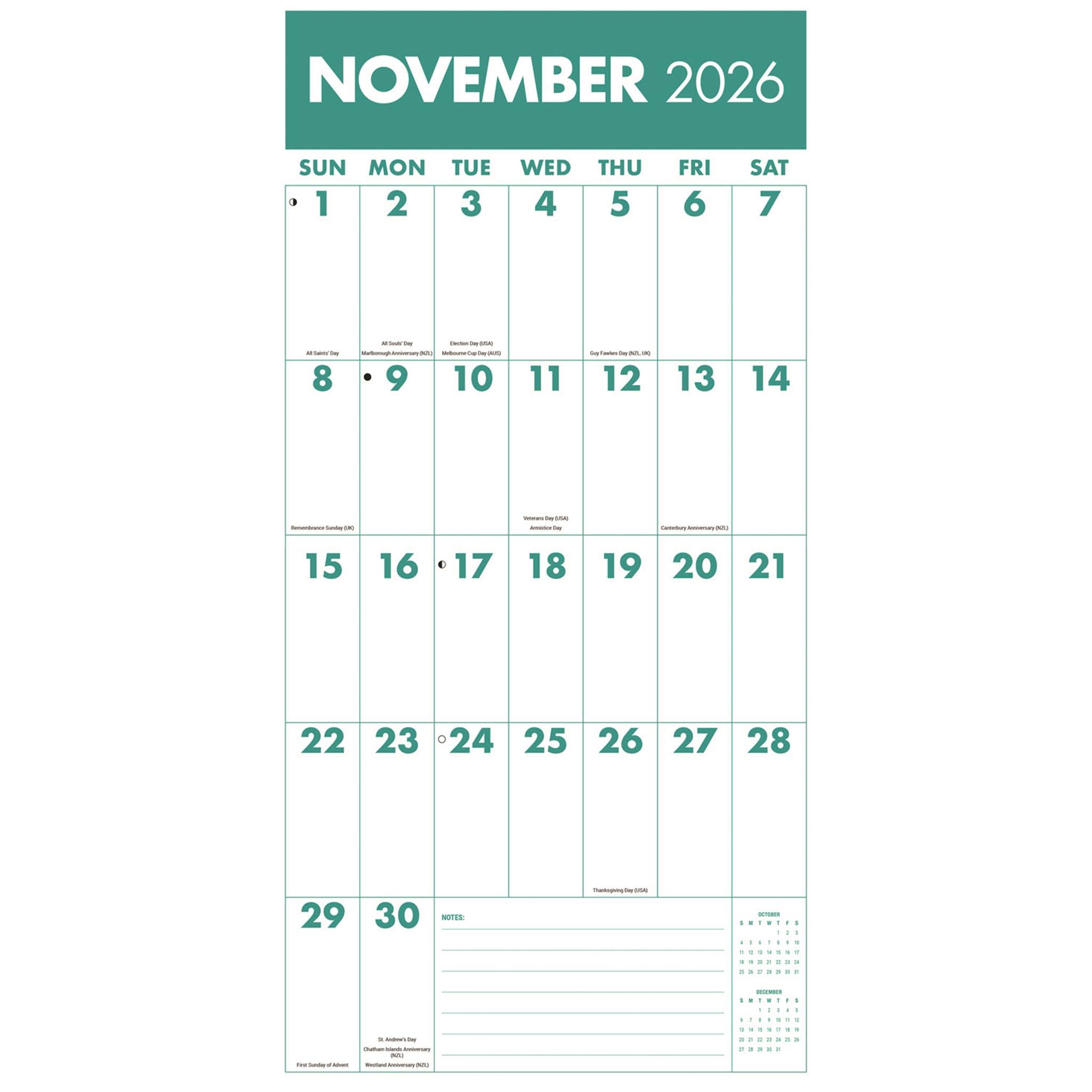 Mega Grid 2026 Wall Calendar