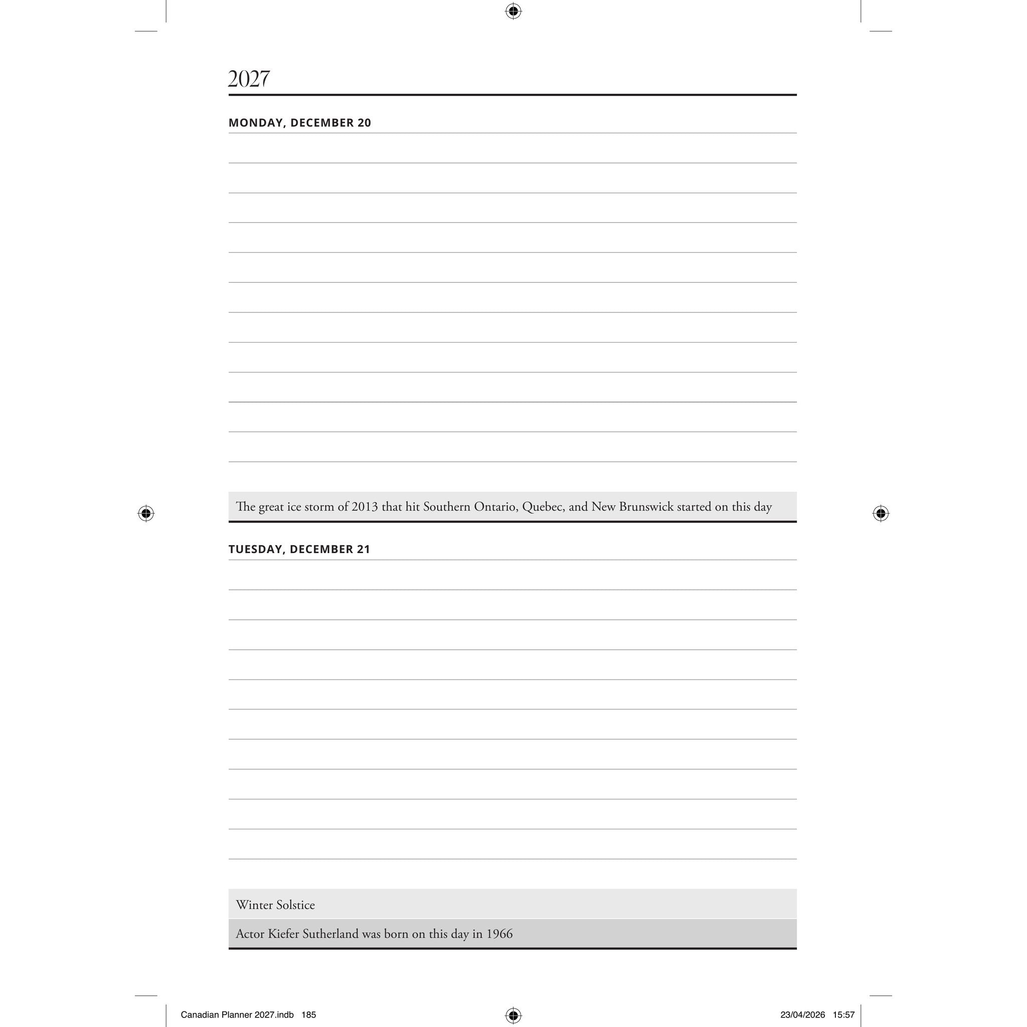 The Canadian Planner 2027 Engagement Calendar