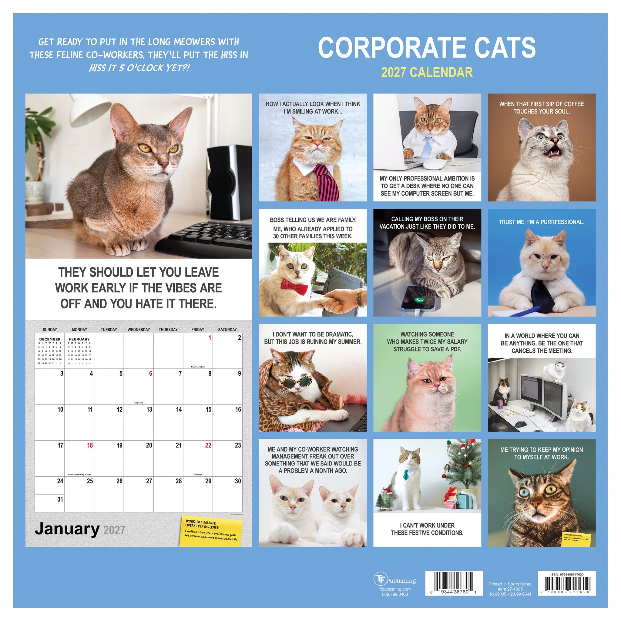 Corporate Cats 2027 Wall Calendar