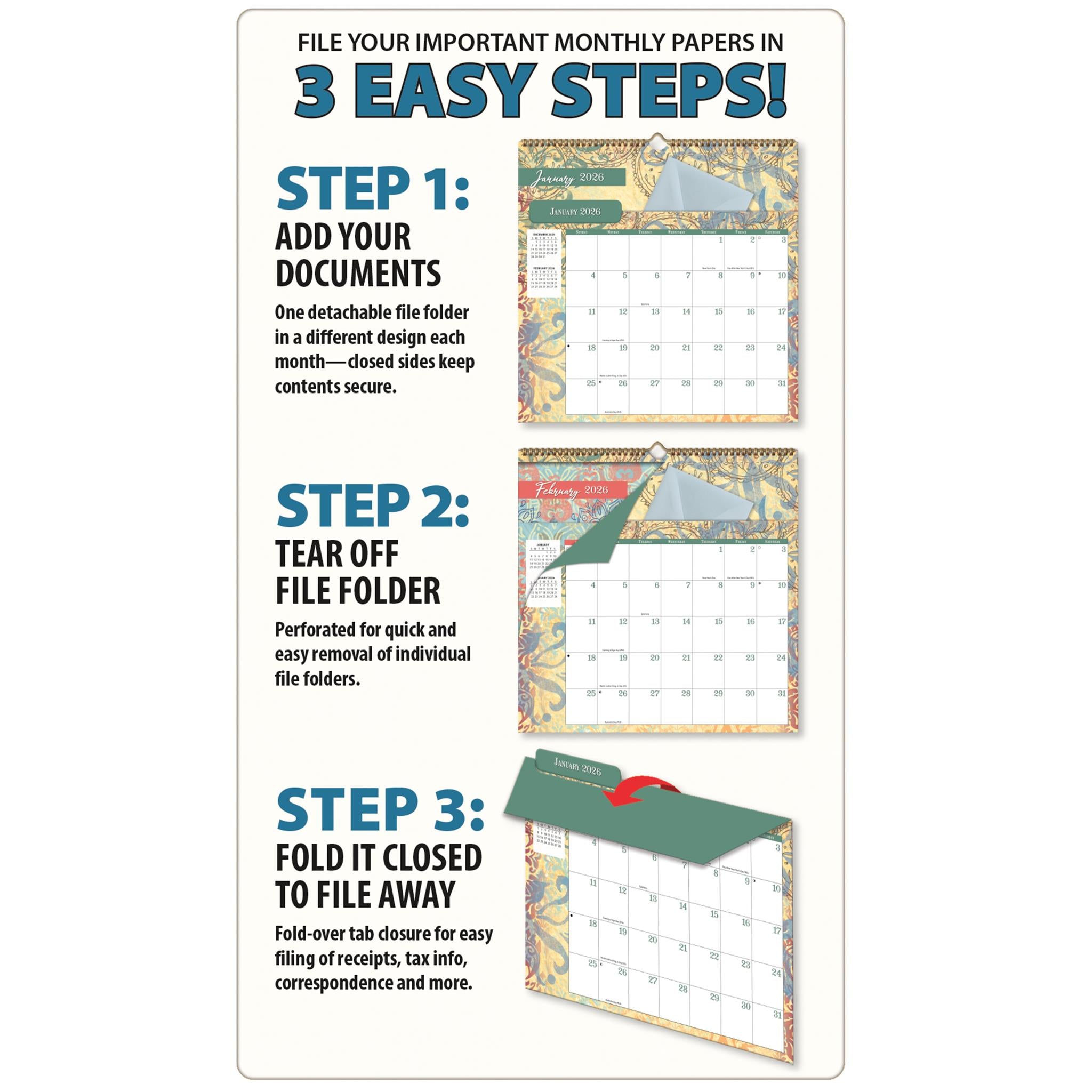 Calendrier mural Bohemian File It 2026