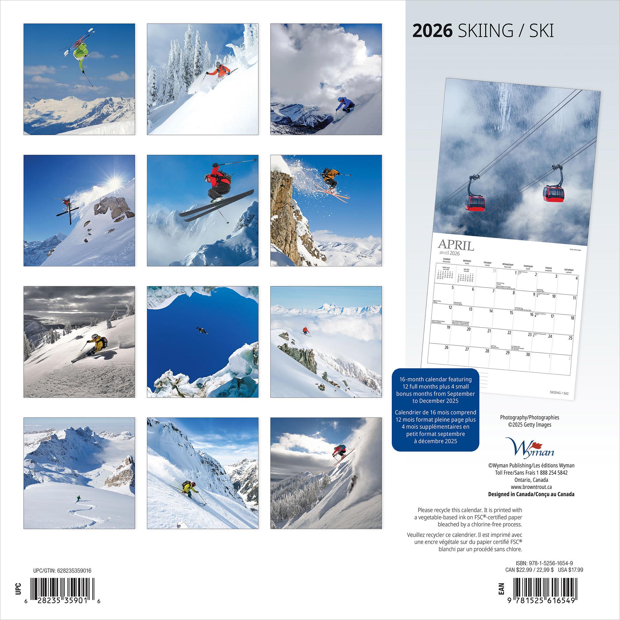 Calendrier mural de ski 2026