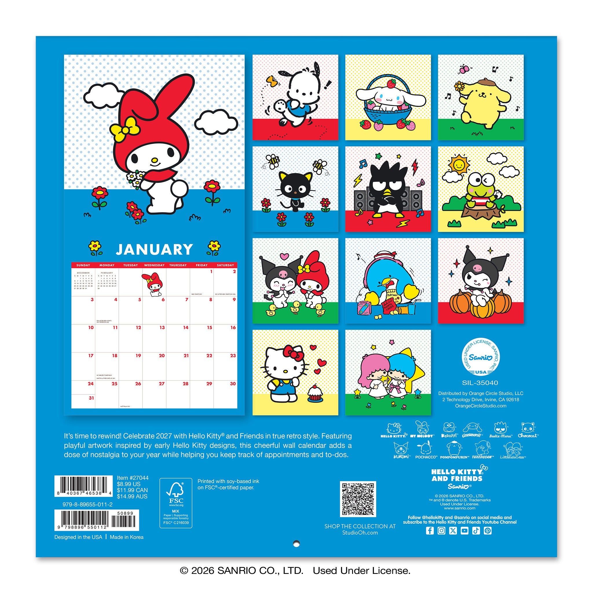 Hello Kitty and Friends Retro 2027 Mini Calendar