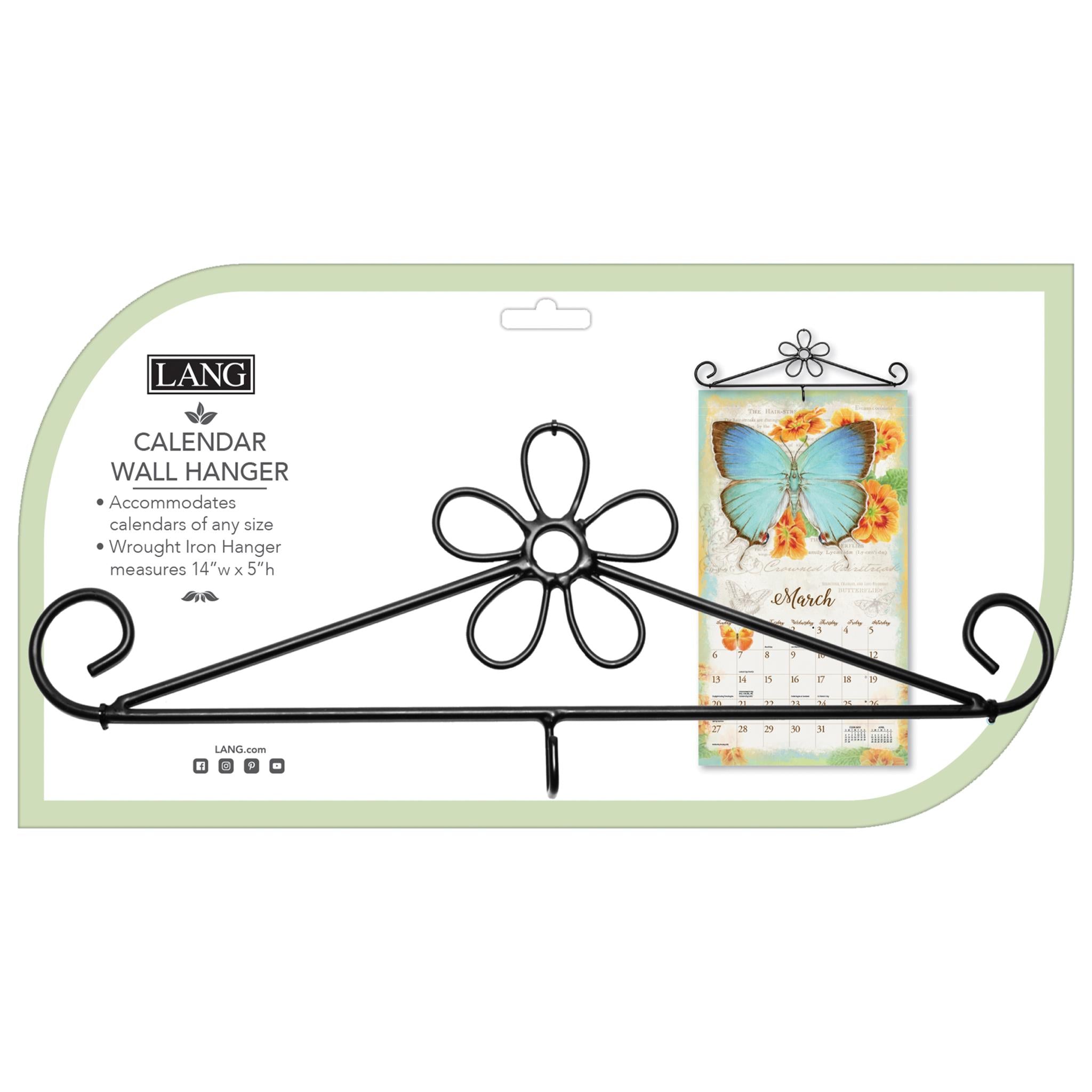 Porte-calendrier en fer forgé à motif floral