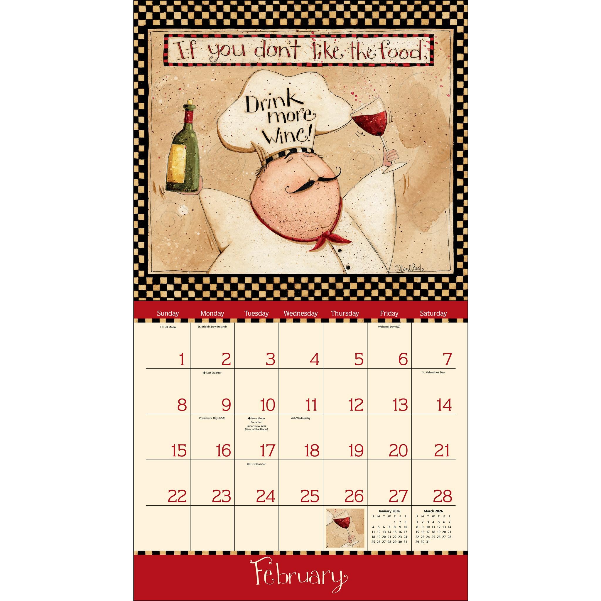 Calendrier mural de luxe 2026 « La maison est dans la cuisine »